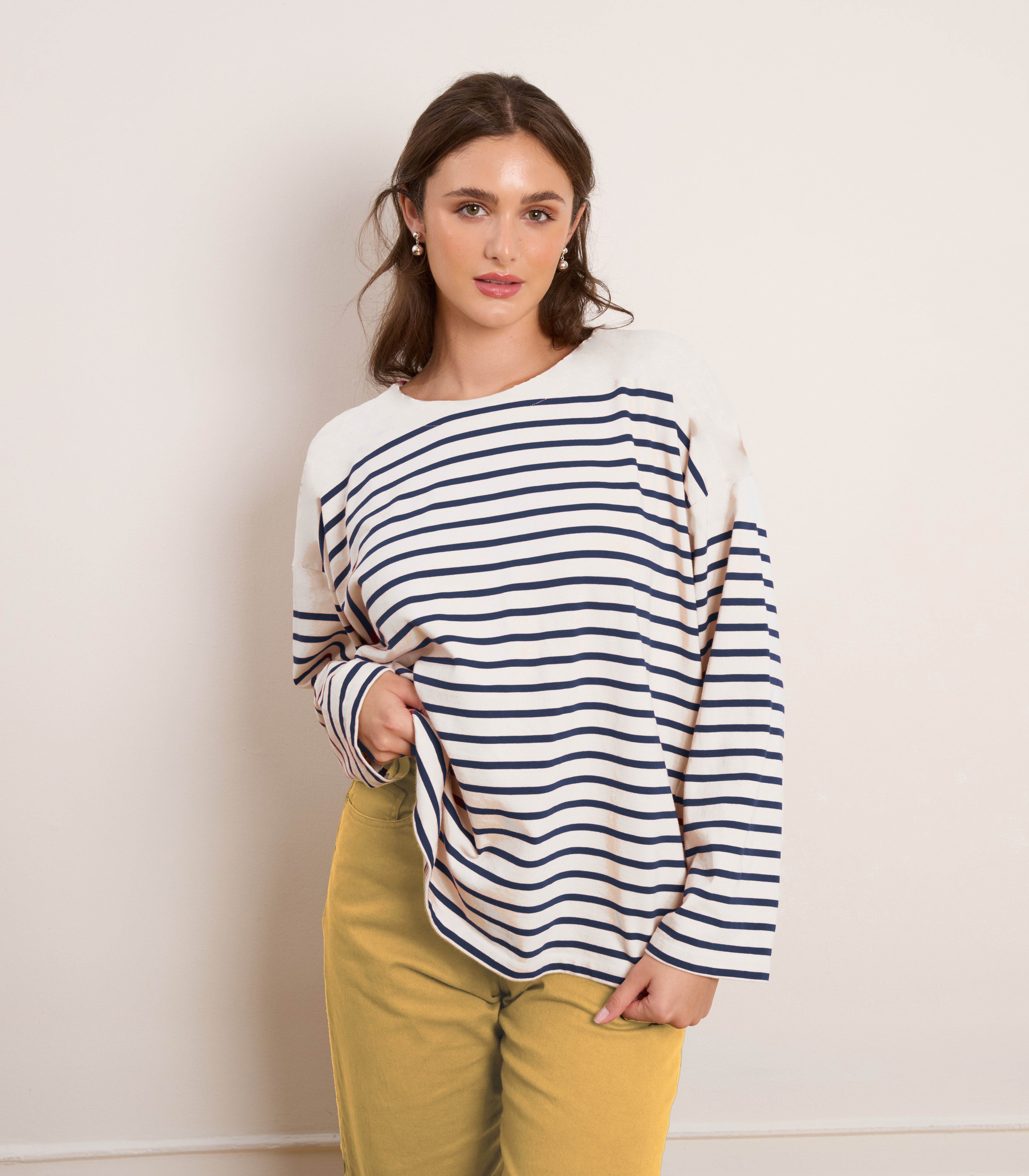 Marianne Oversized Breton Tee - Navy Stripe