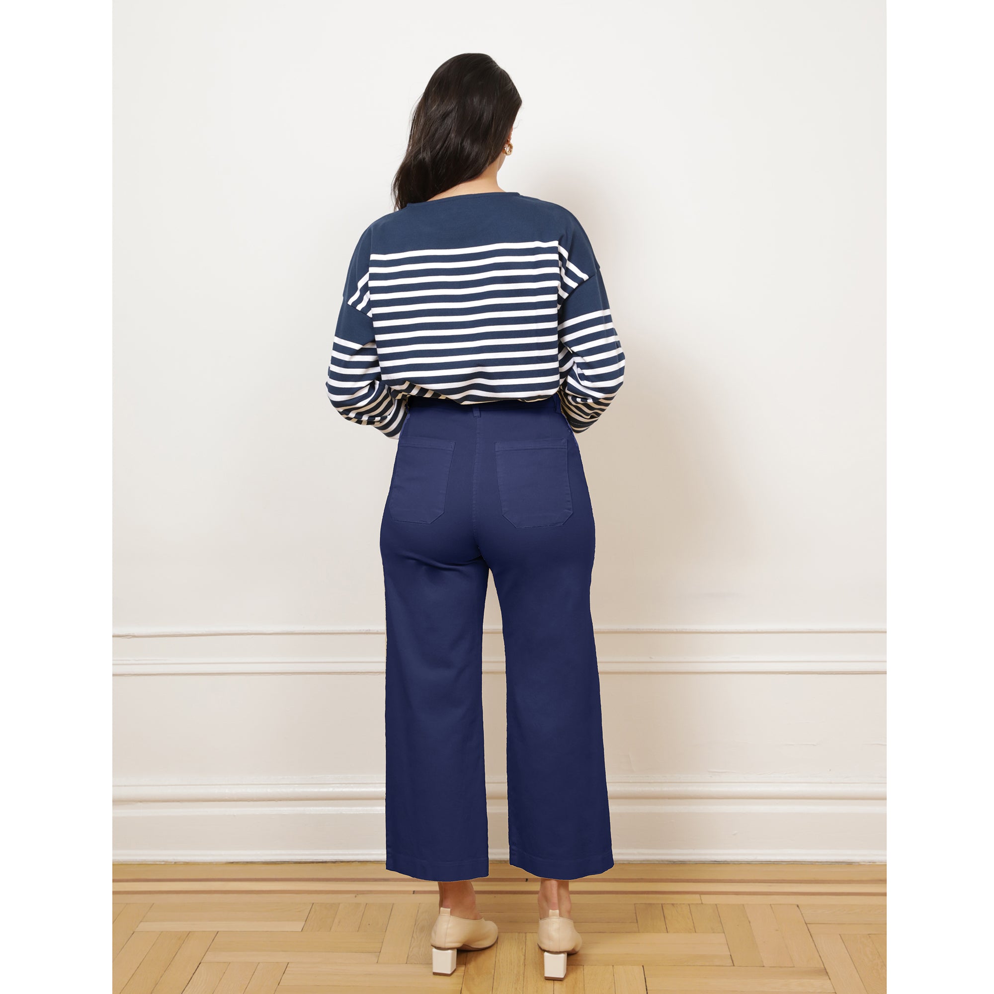 Simone Wide Crop Pants - Midnight