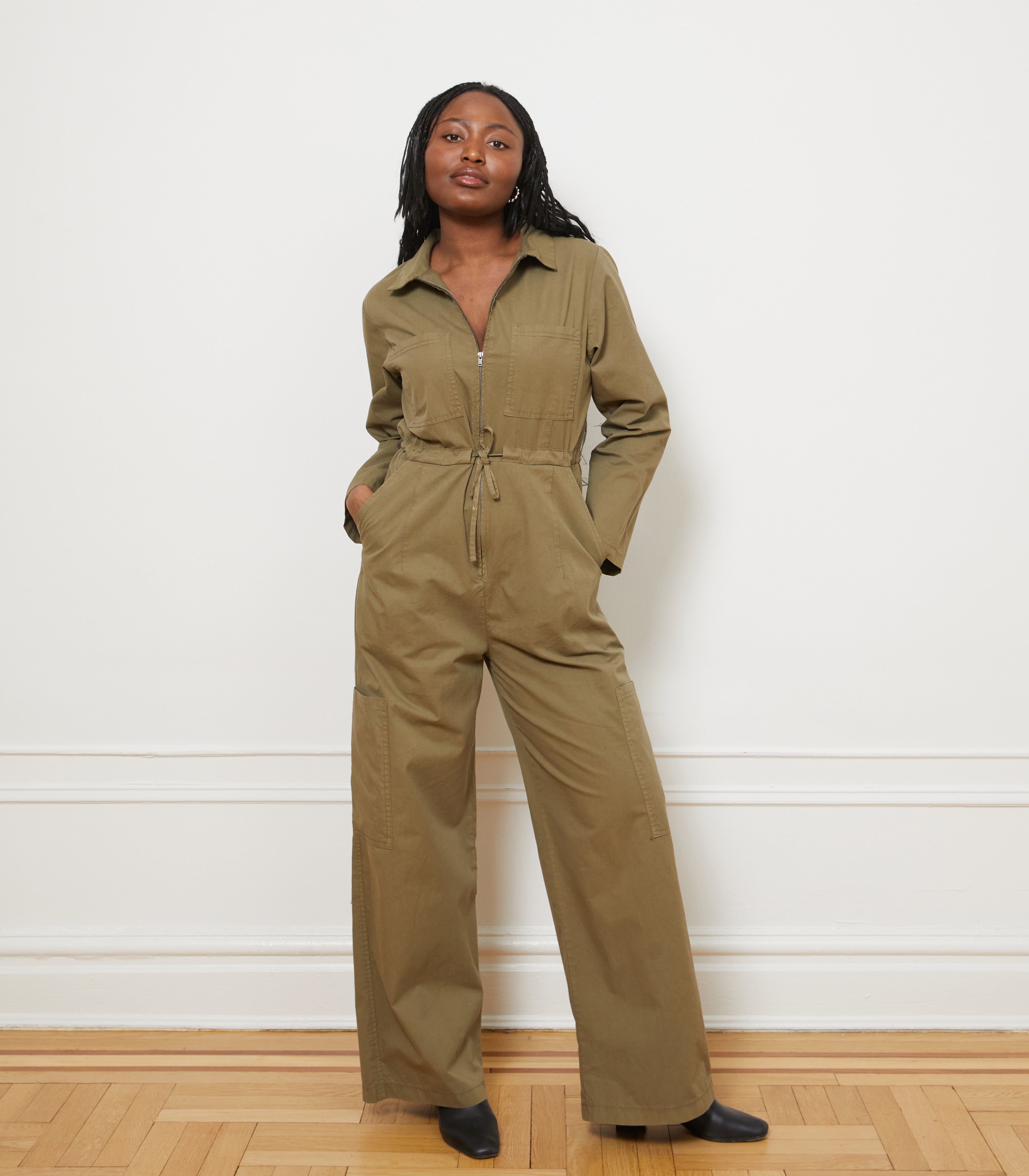 Spencer Cargo Zip Jumpsuit - Olive