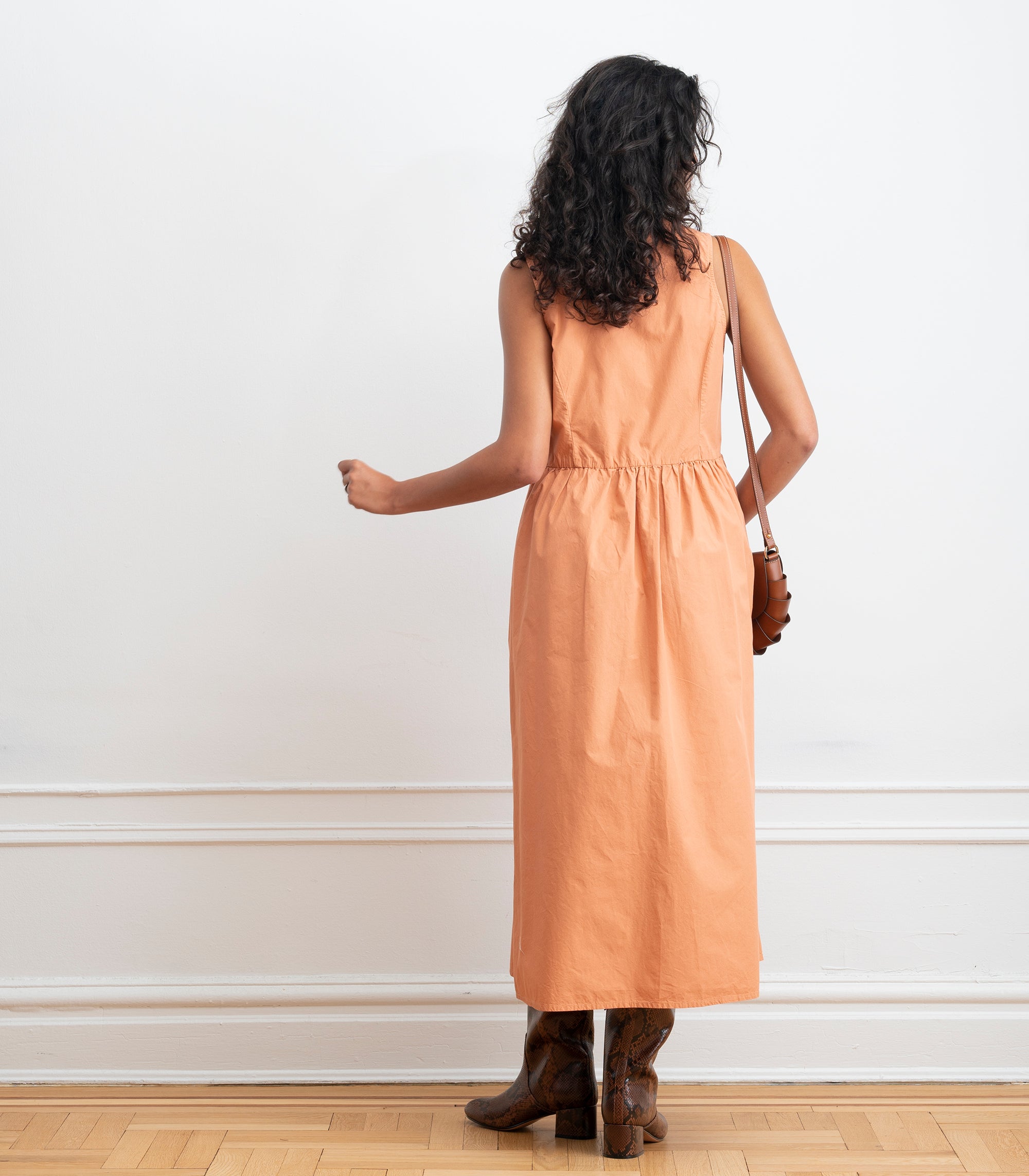 Sierra Button Up Midi Dress - Peach SS26