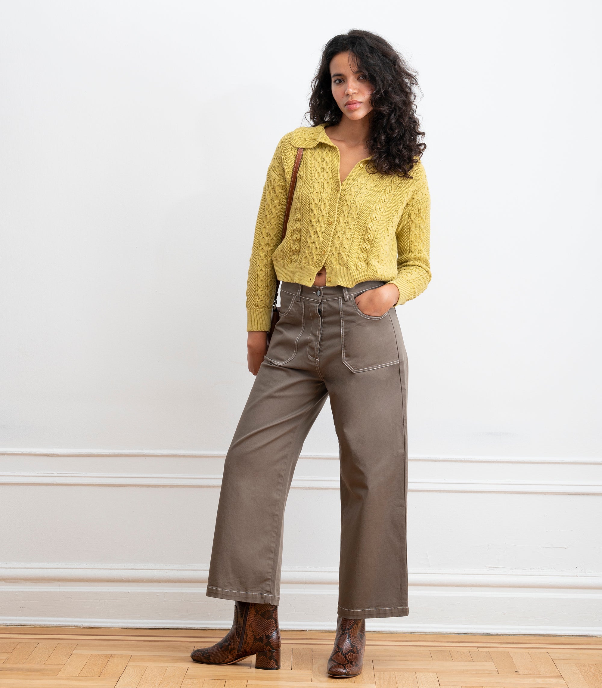 Simone Wide Crop Pants - Mud