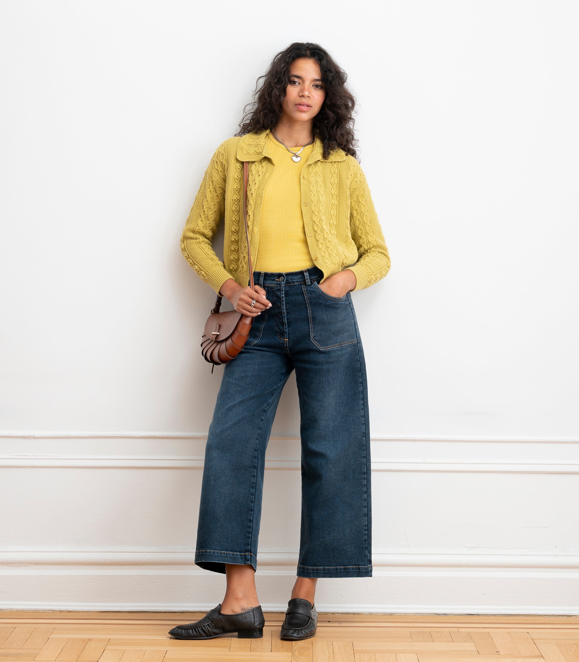 Simone Wide Crop Jeans - Cowboy Wash