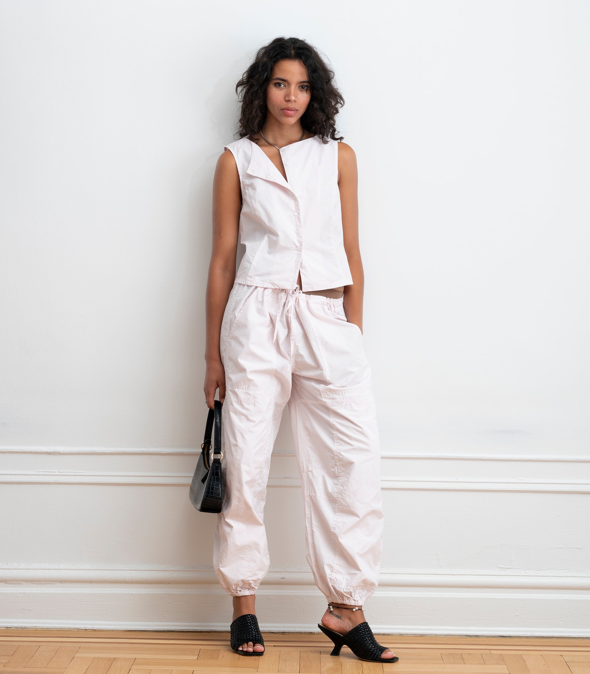 Hannah Cropped Tie Vest - Primrose