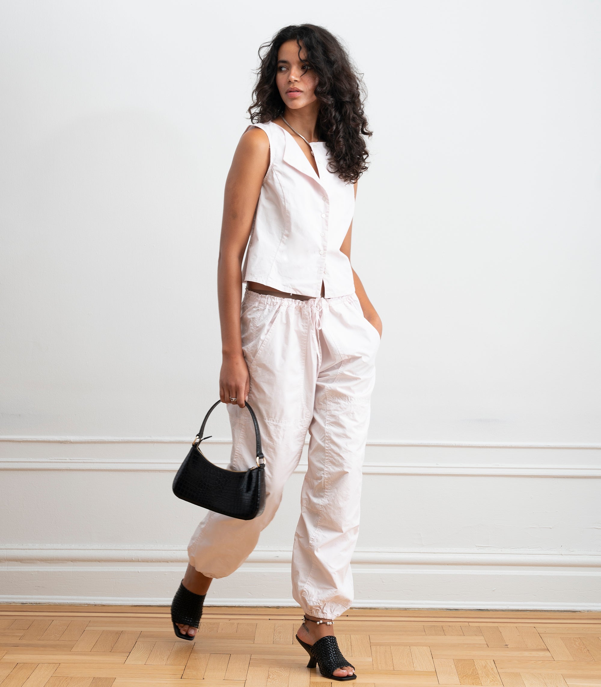 Nara Parachute Leg Drawstring Pants - Primrose