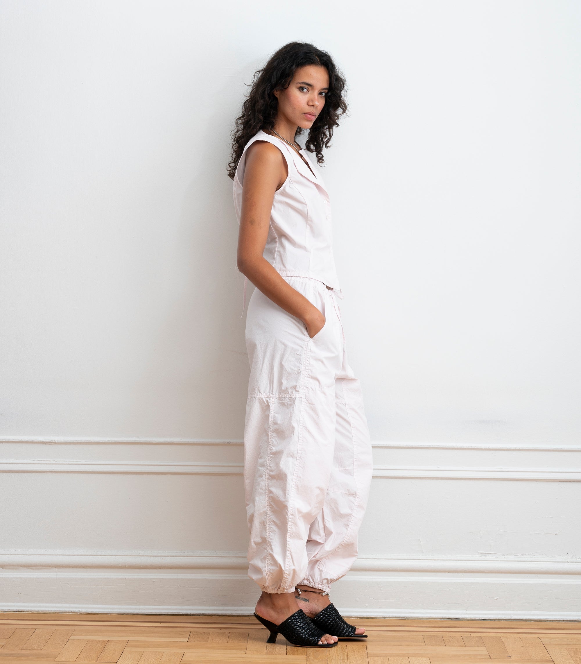 Hannah Cropped Tie Vest - Primrose
