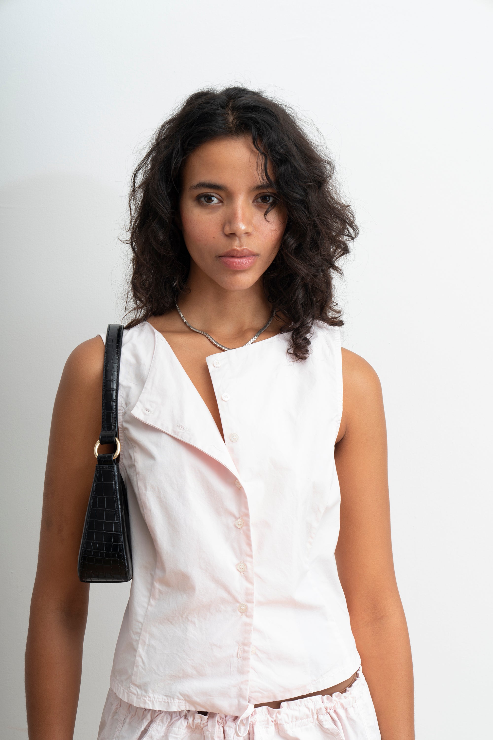 Hannah Cropped Tie Vest - Primrose