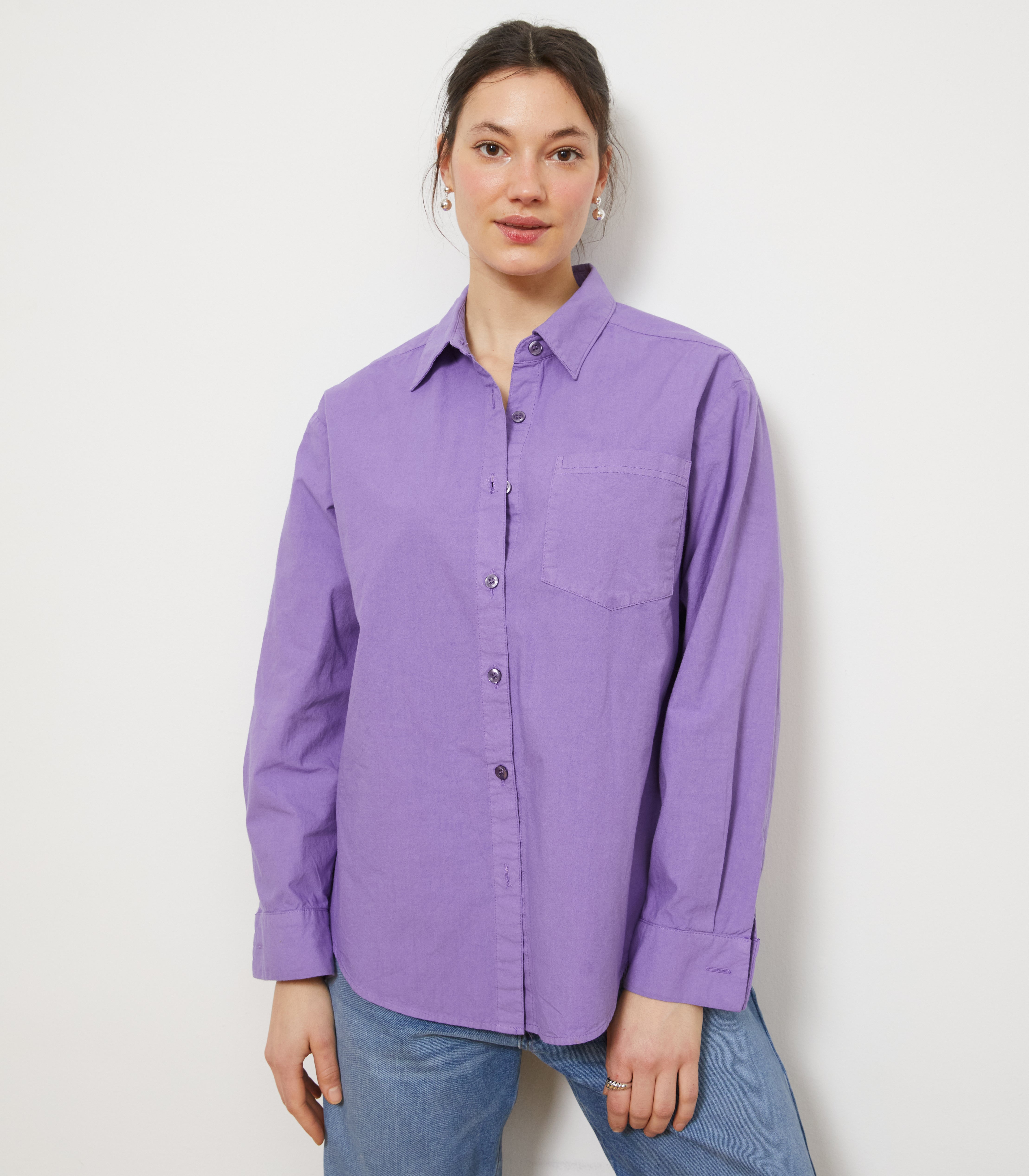 Diana Relaxed Button Up Shirt - Purple