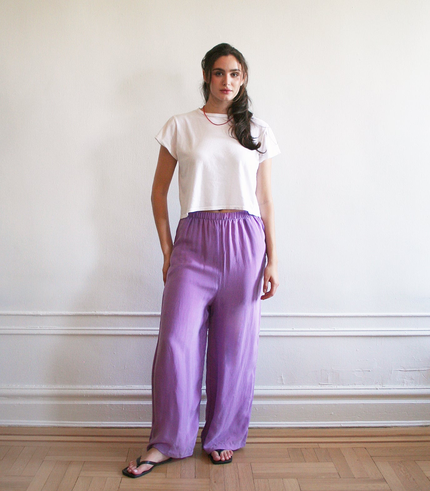 Lana Silky Wide Leg Pants - Purple