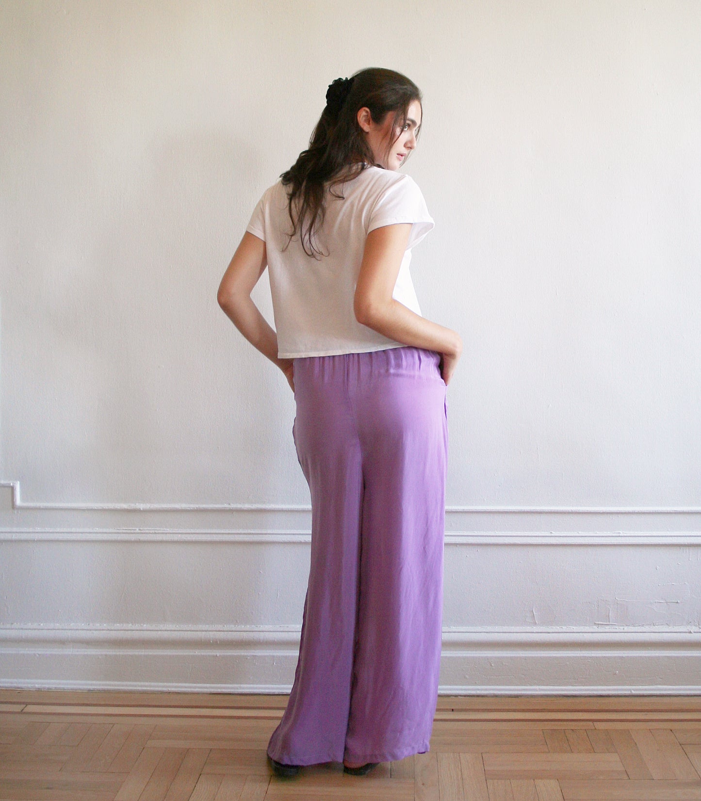 Lana Silky Wide Leg Pants - Purple