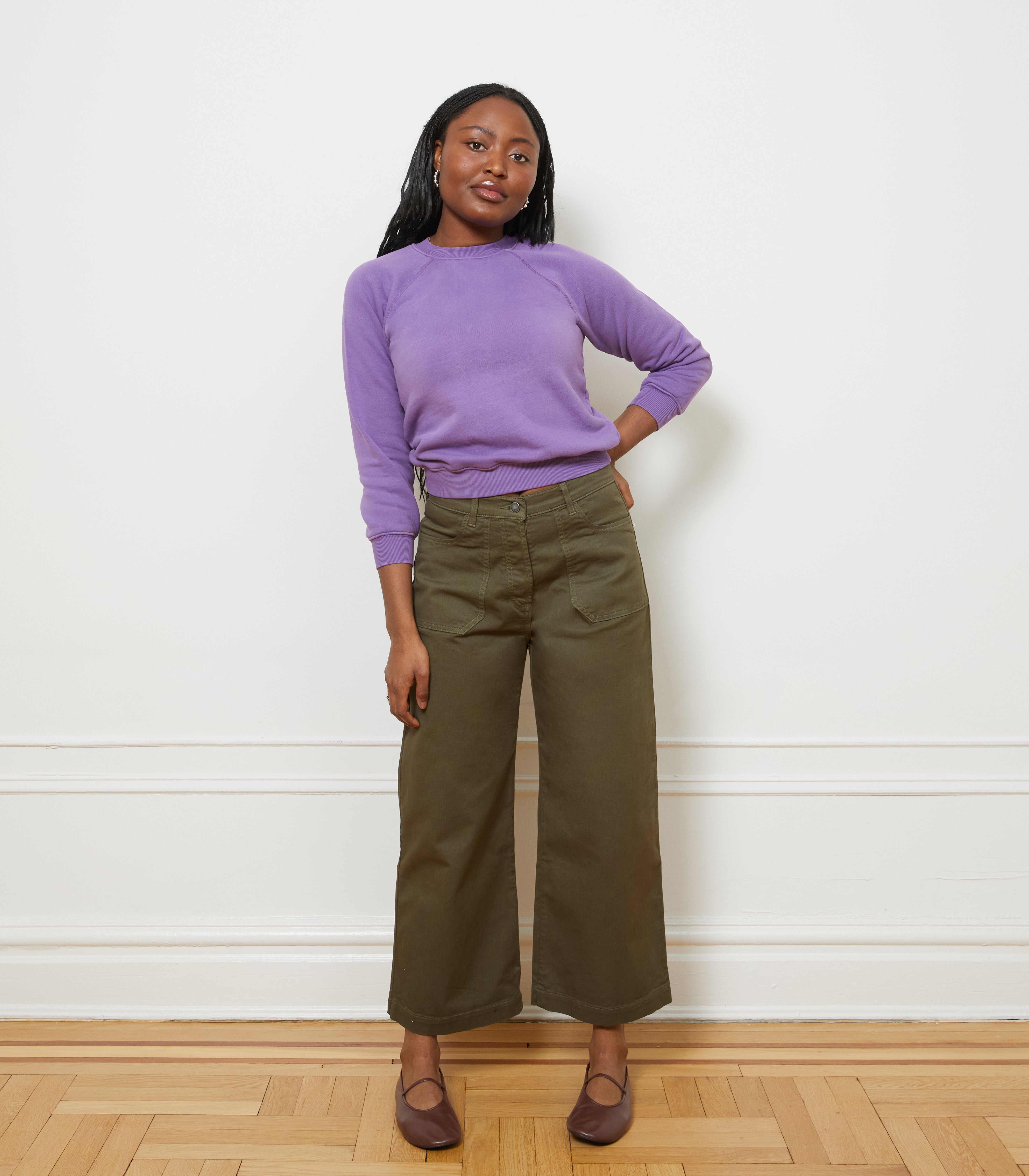 SIMONE WIDE CROP PANTS - DARK OLIVE