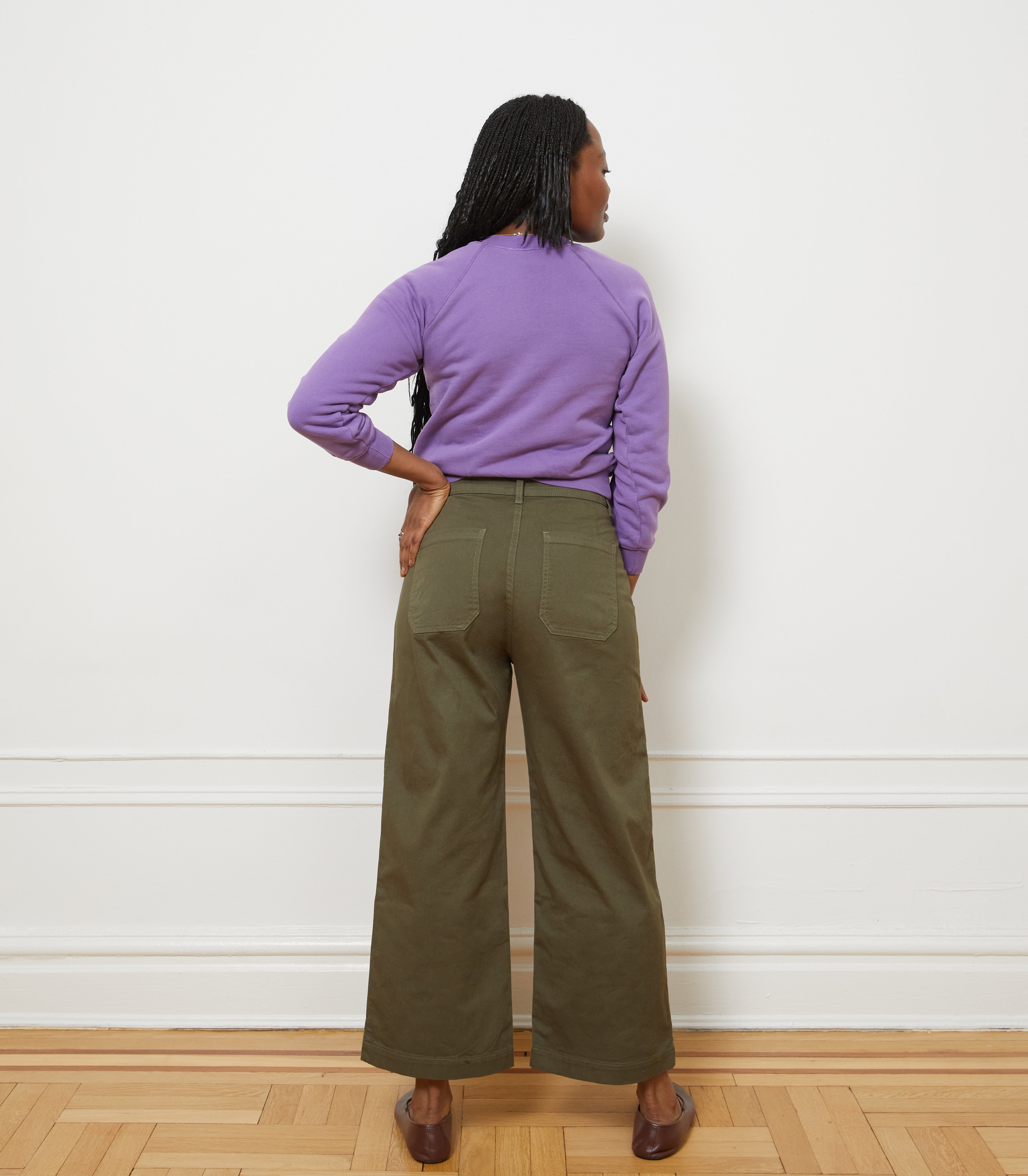 SIMONE WIDE CROP PANTS - DARK OLIVE