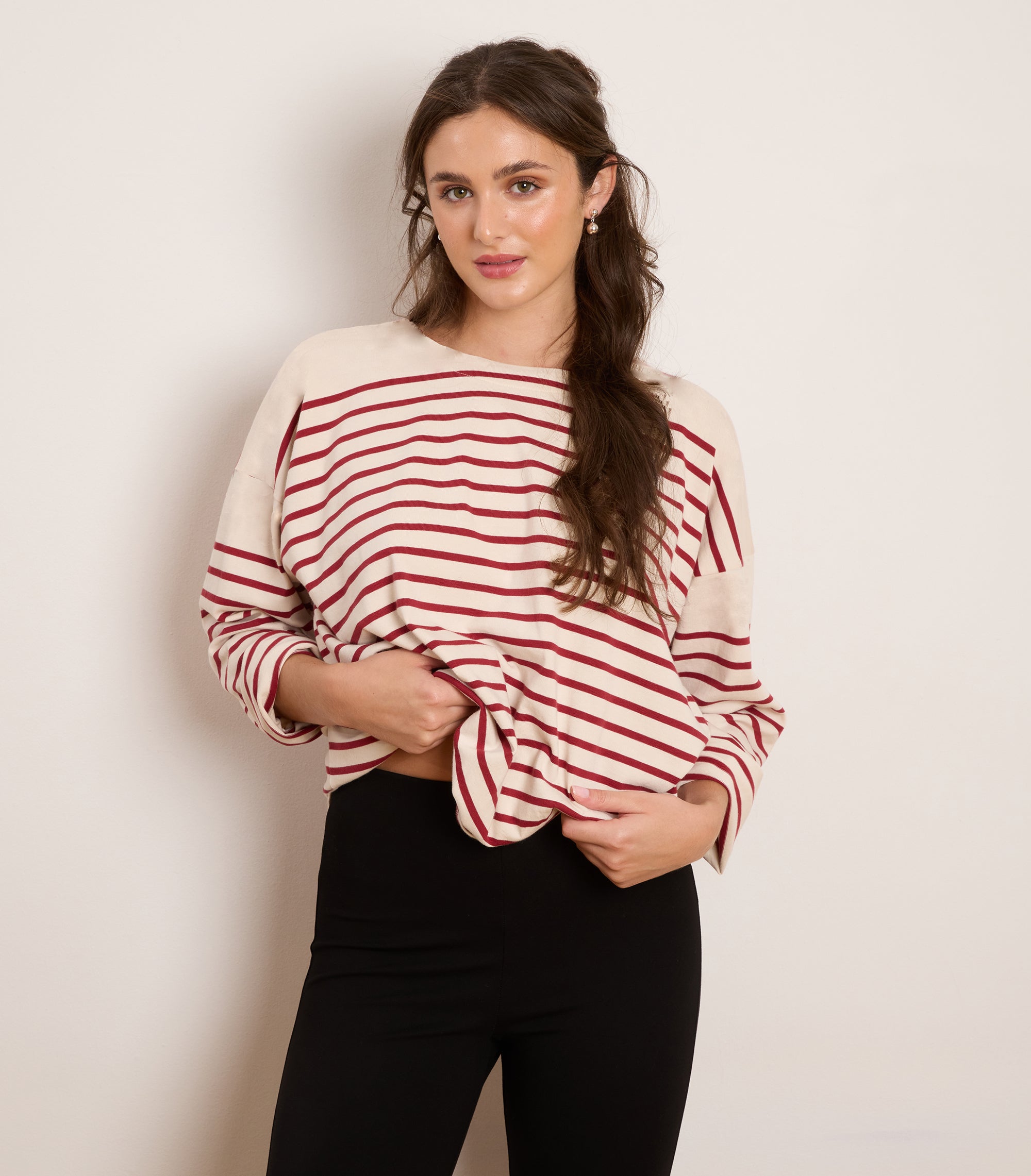 Marianne Oversized Breton Tee - Red Stripe