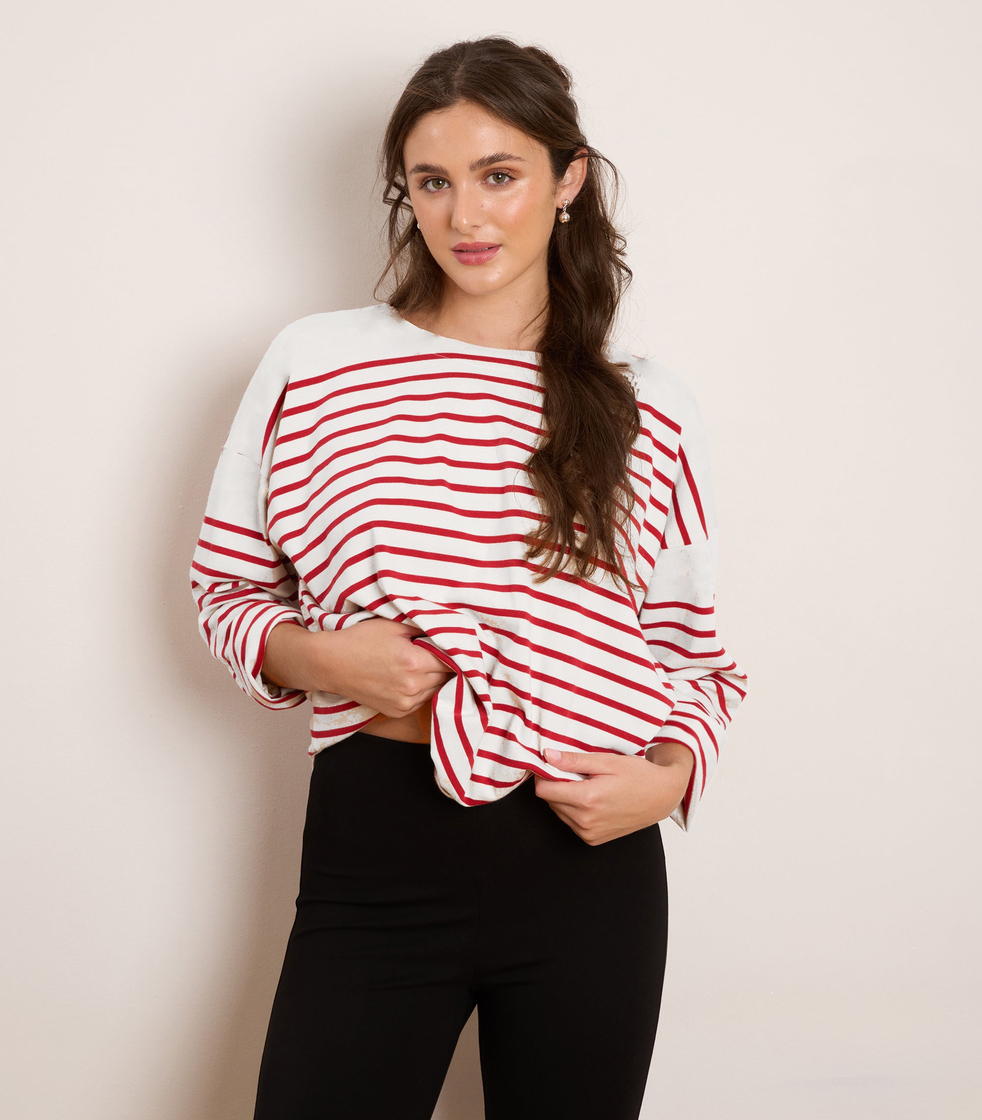 Marianne Oversized Breton Tee - Red Stripe