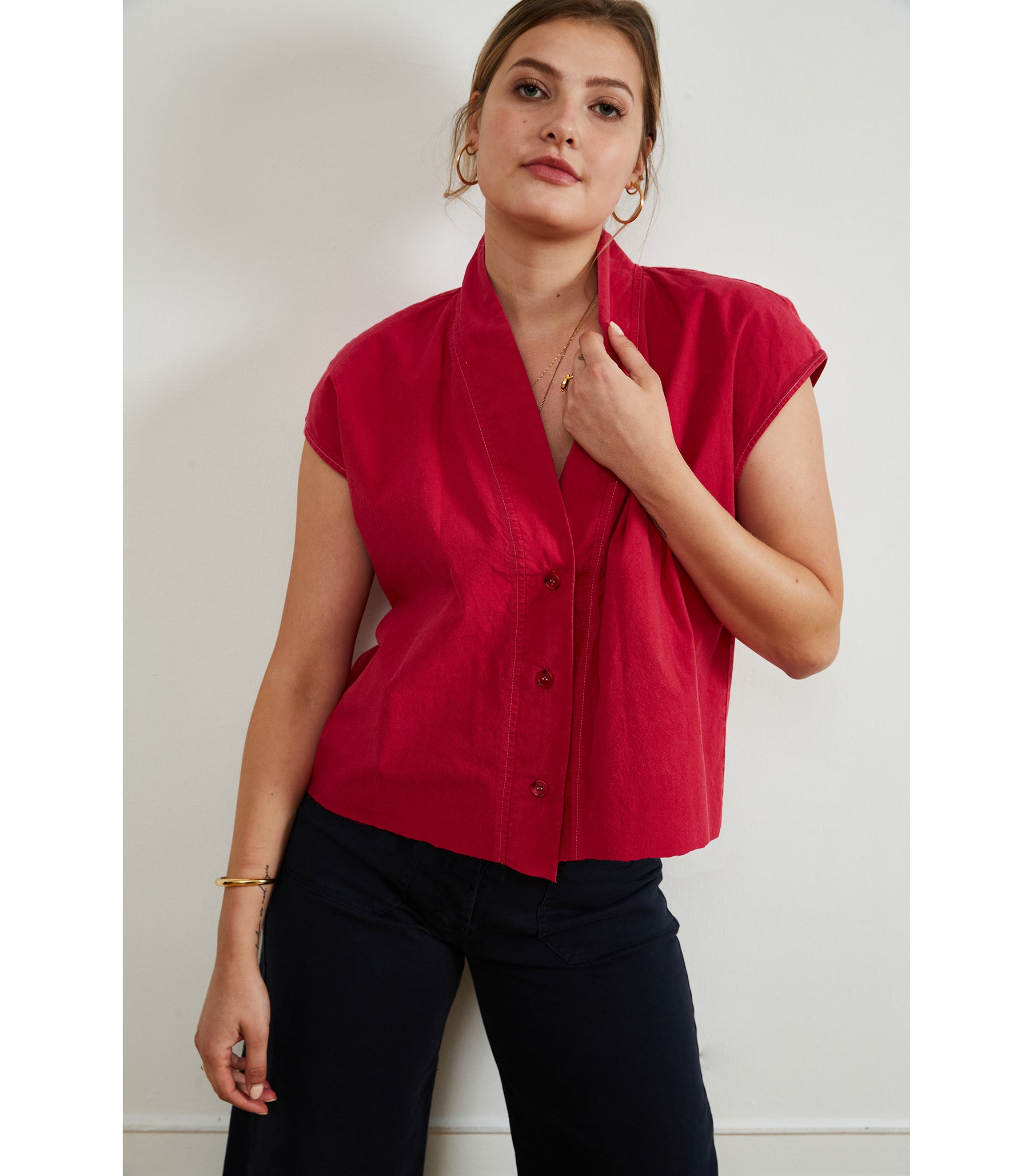 Sienna Shawl Collar Top - Rose