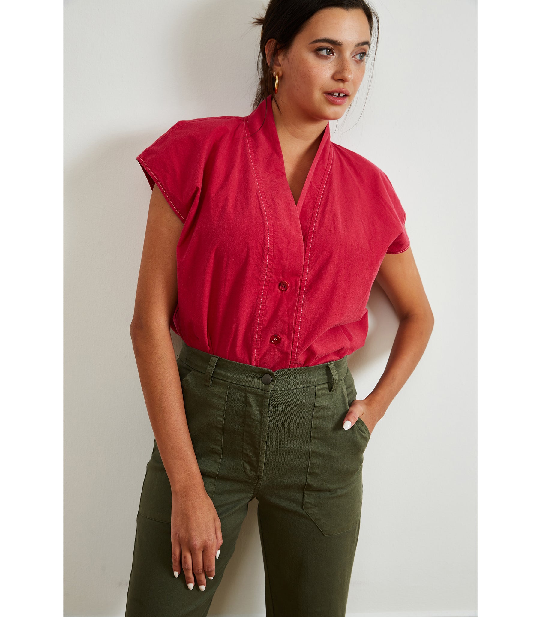 Sienna Shawl Collar Top - Rose