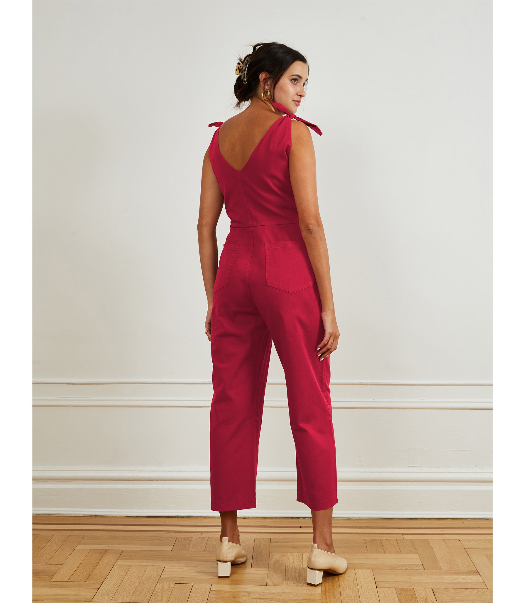 Slate Tie Strap Coveralls - Rose