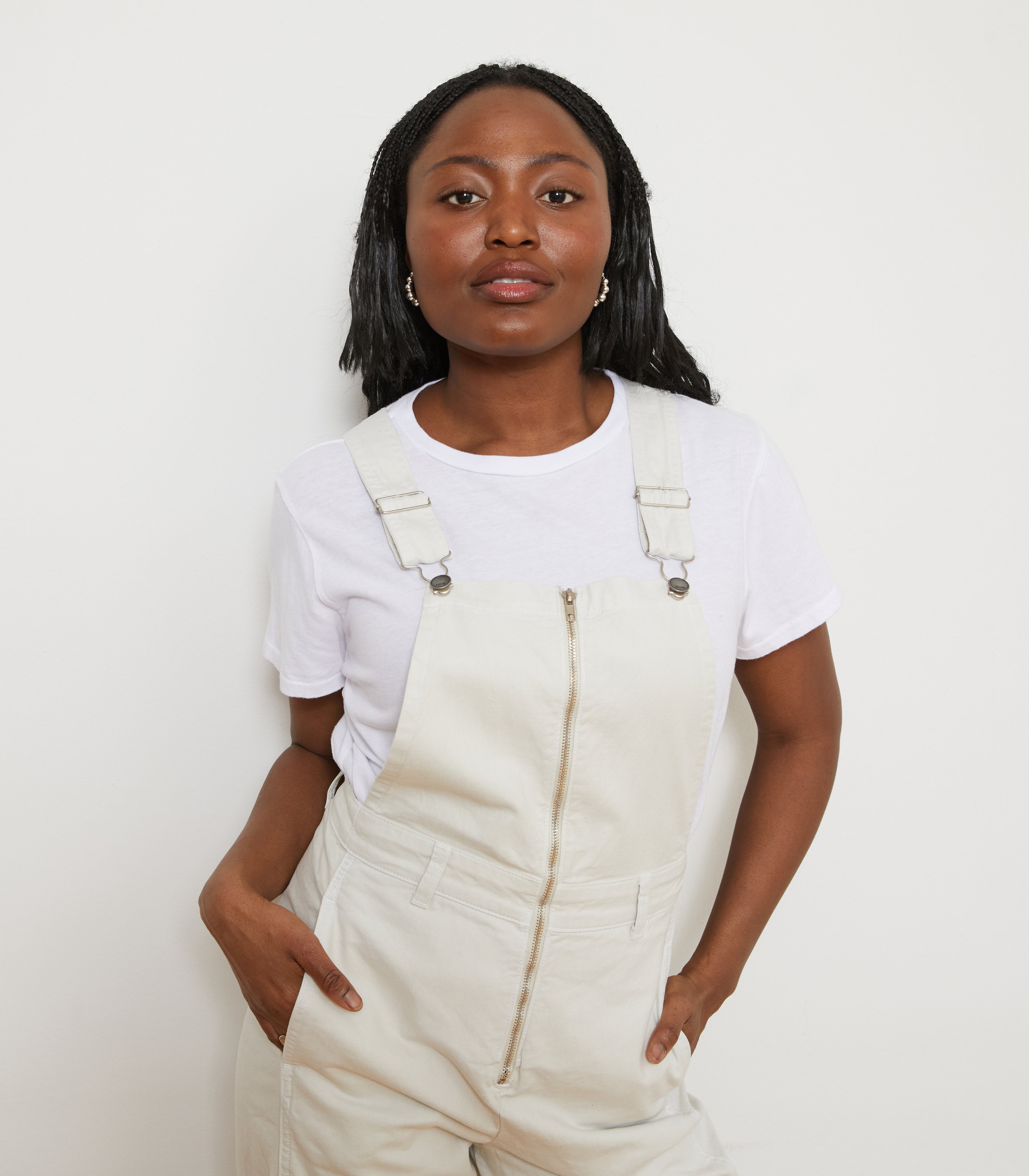 Madelyn Zip Front Overalls - Salt | LOUP