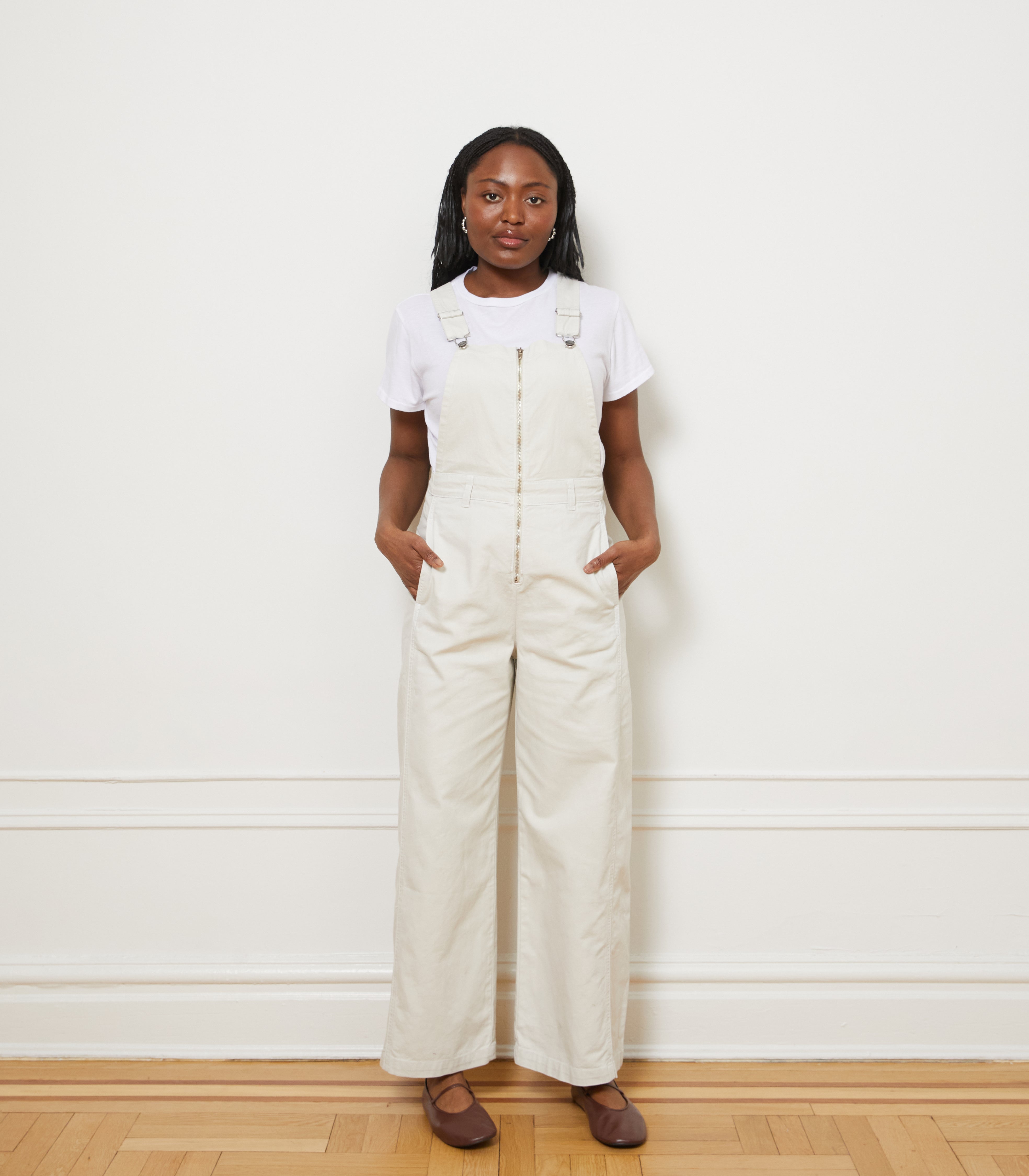 Madelyn Zip Front Overalls - Salt | LOUP