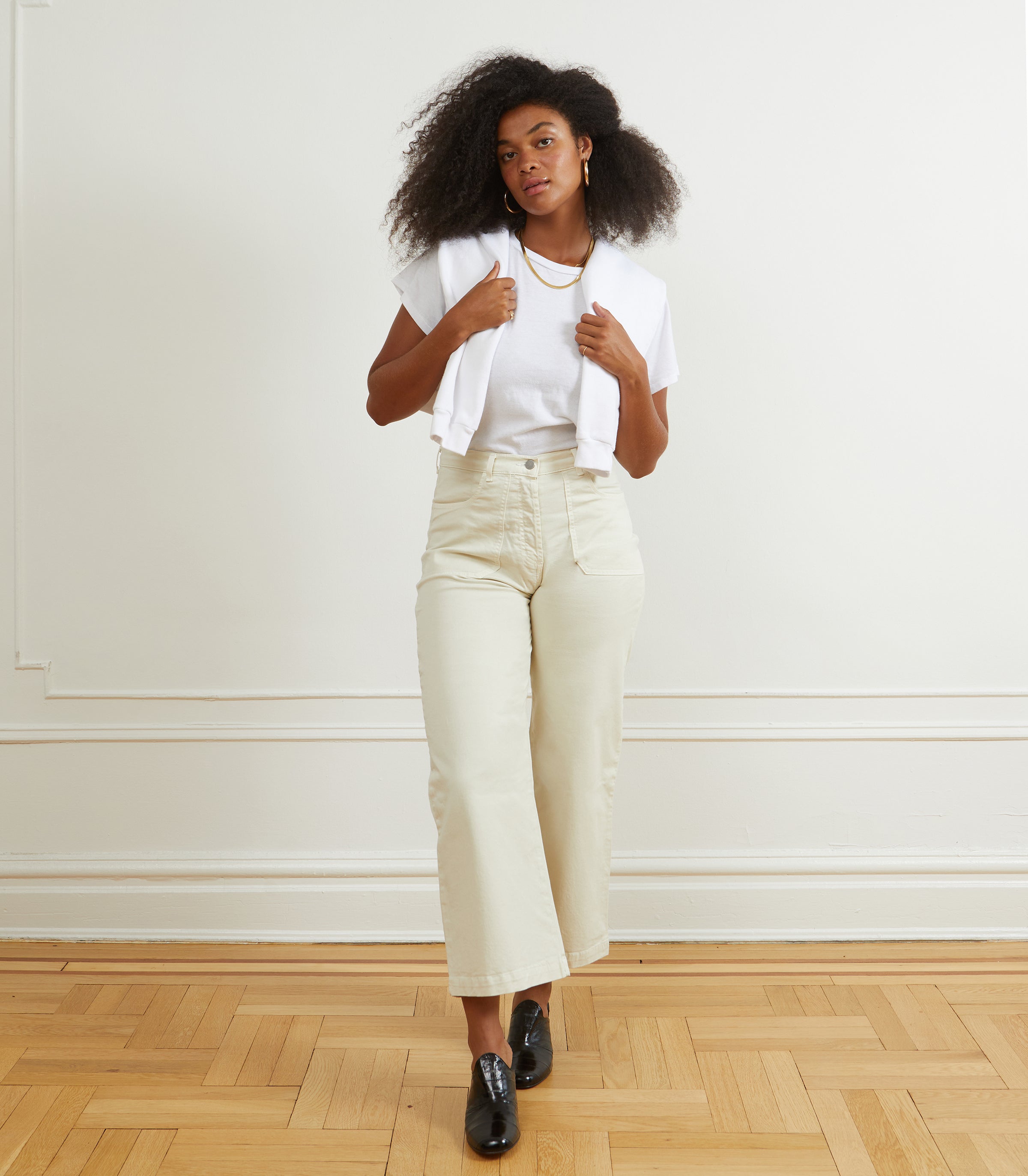 Simone Wide Crop Pants - Salt