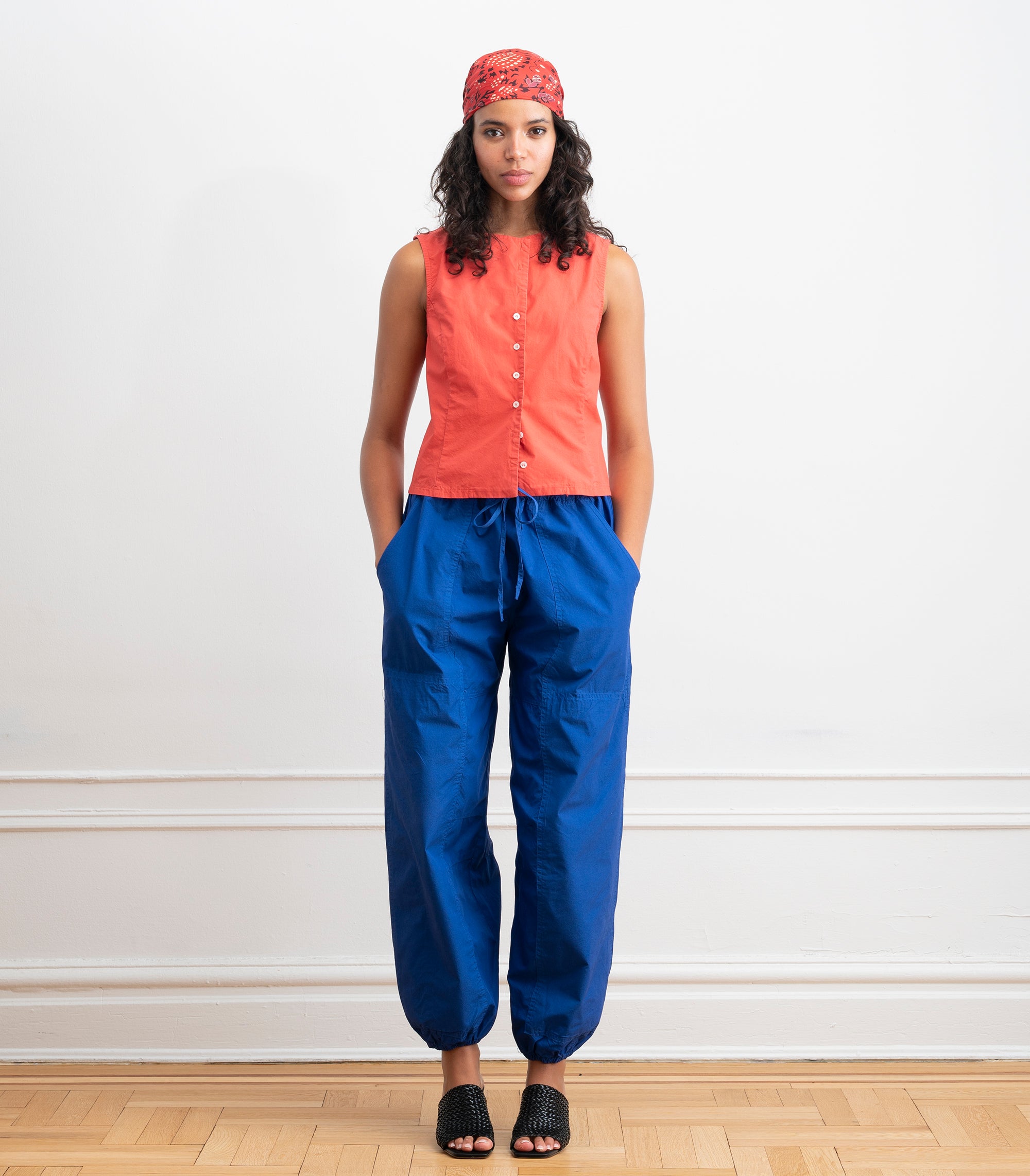Nara Parachute Leg Drawstring Pants - Blueberry
