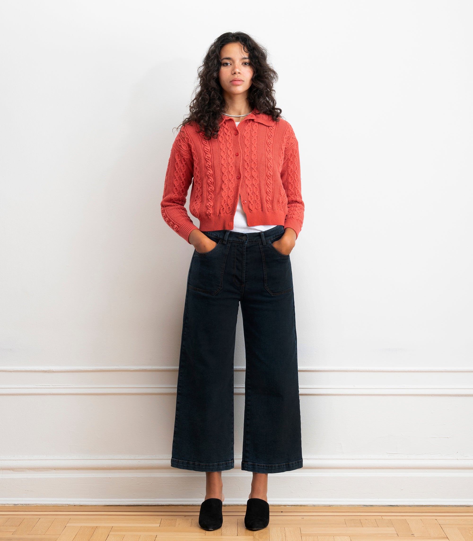 Simone Wide Crop Jeans - New York Dark