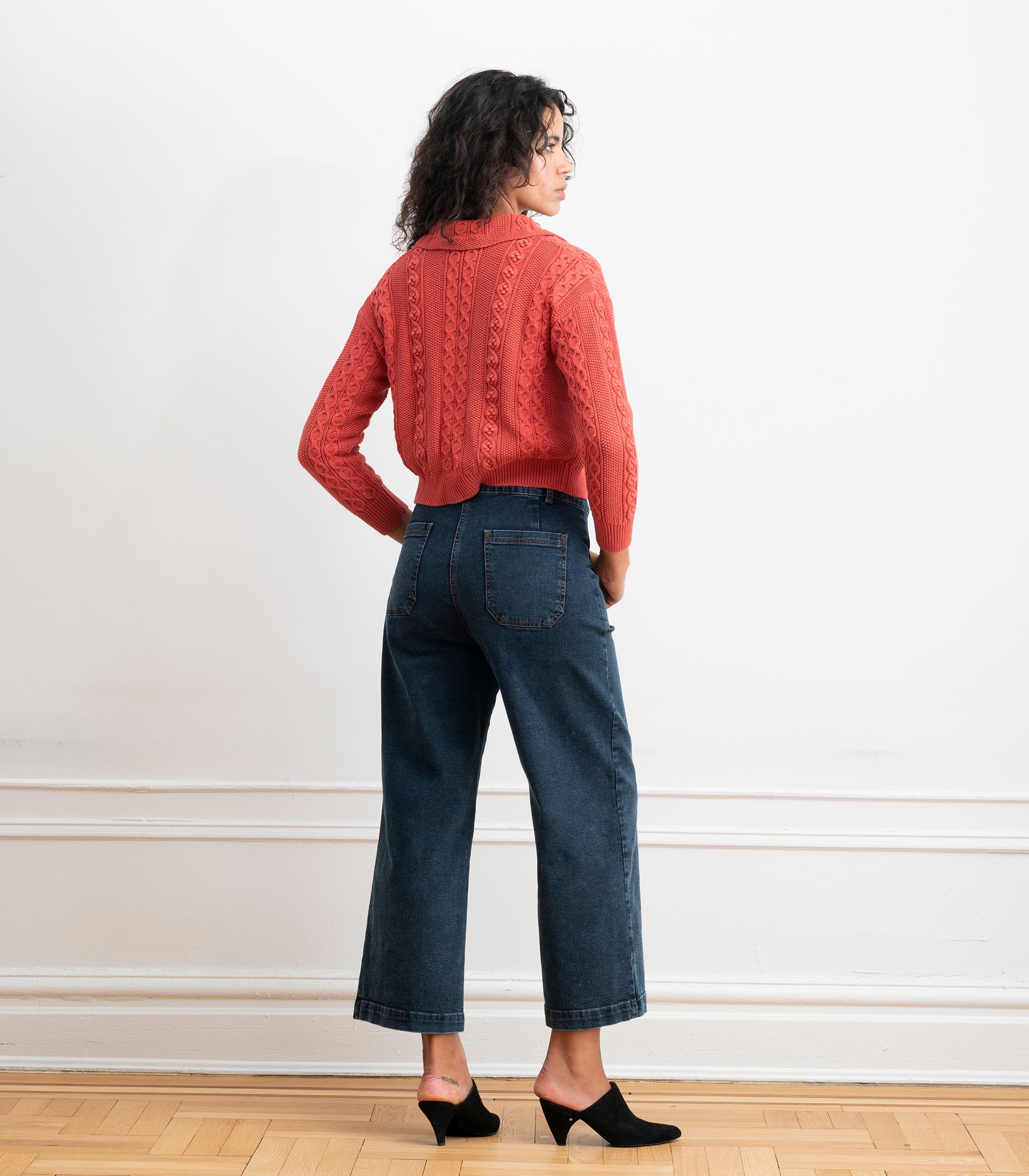 Michelle Cable-Knit Collar Cardigan - Strawberry SS26