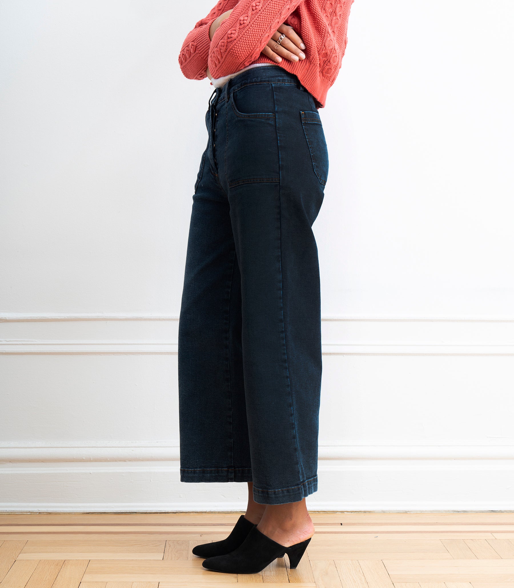 Simone Wide Crop Jeans - New York Dark