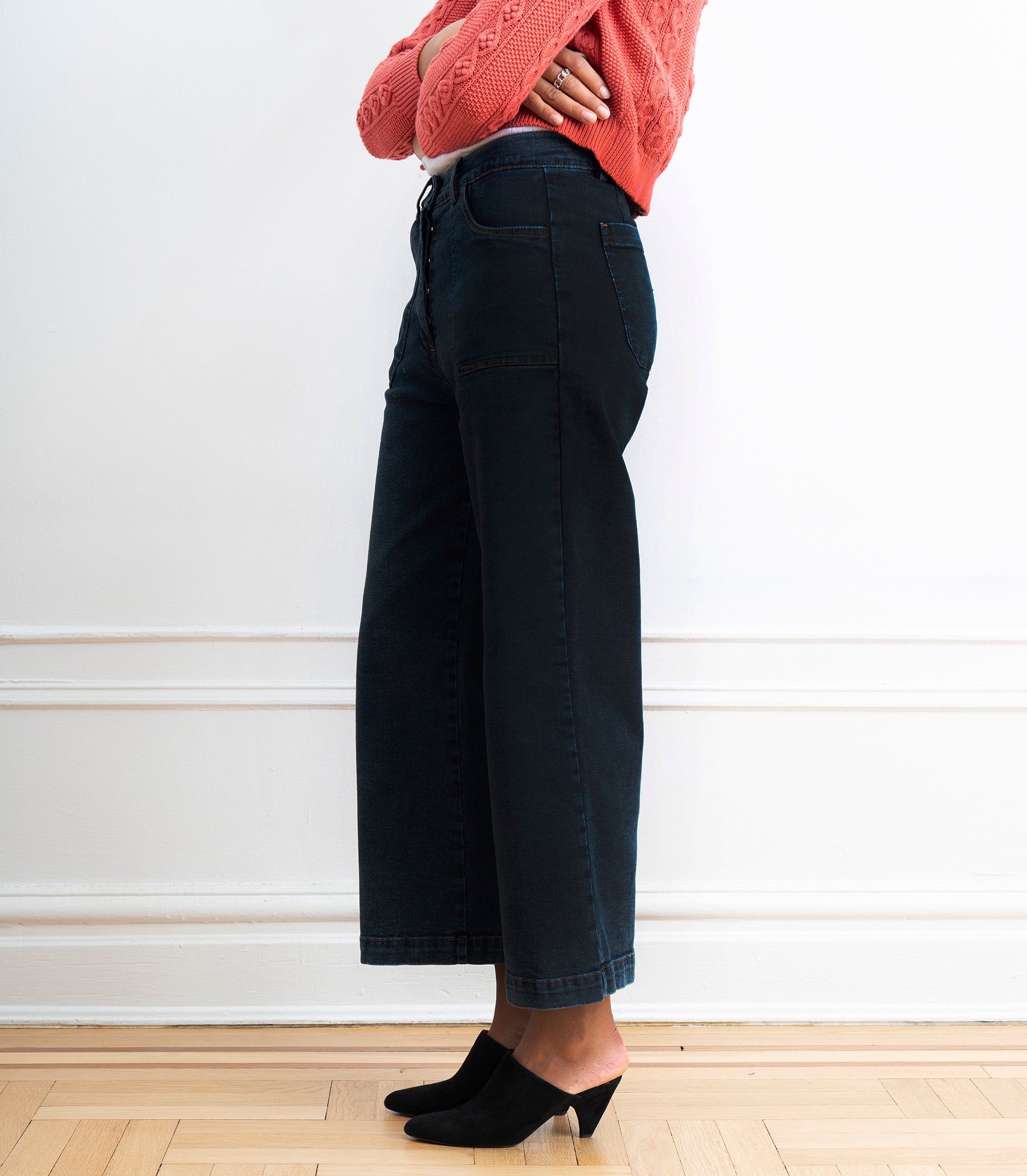 Simone Wide Crop Jeans - New York Dark