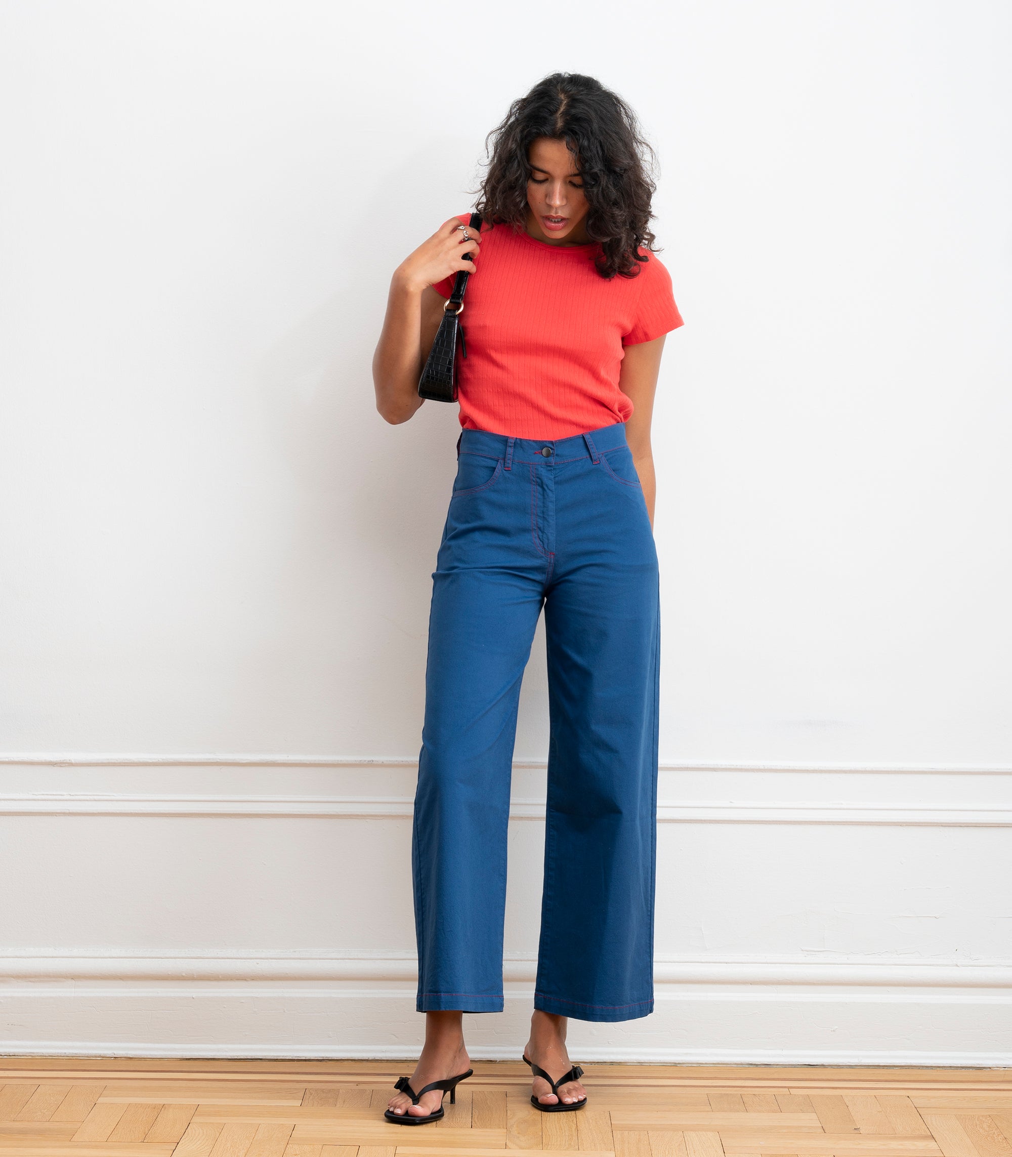 Toni Wide Ankle Pants - Blueberry