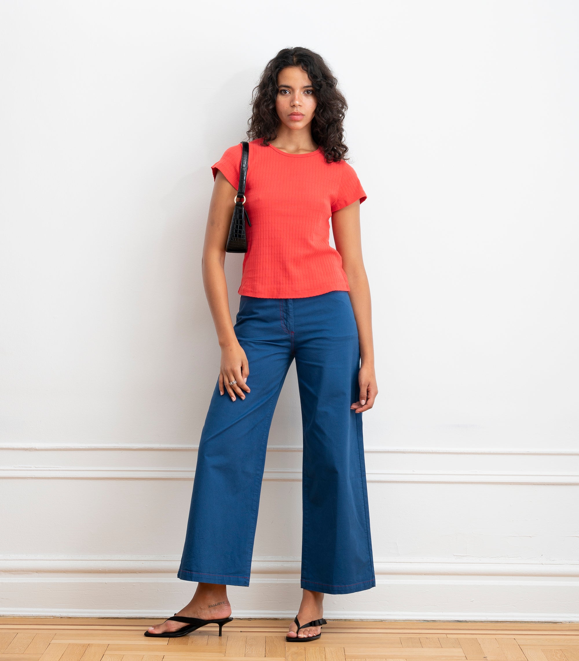 Miranda Pointelle Tee - Strawberry