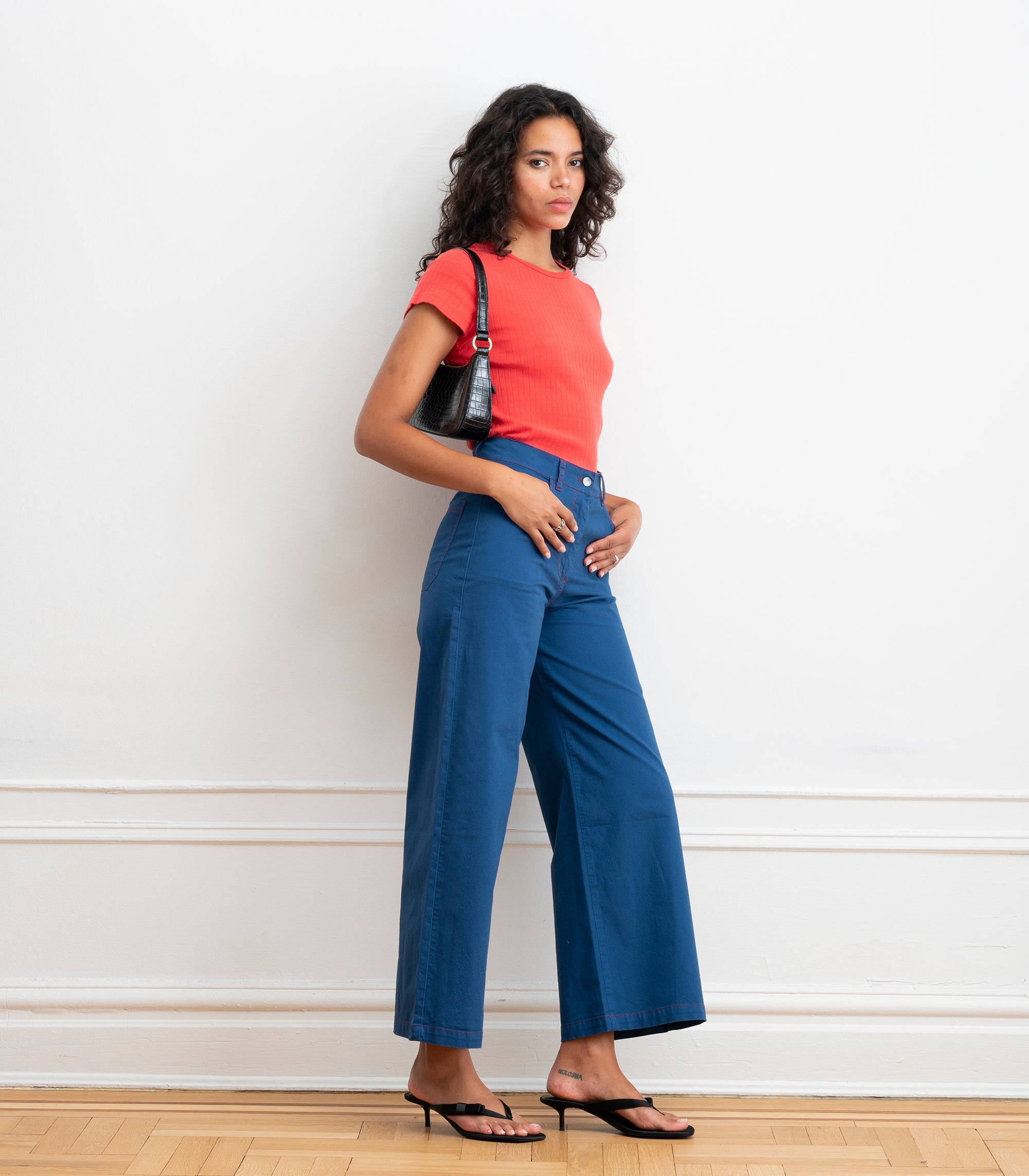 Toni Wide Ankle Pants - Blueberry