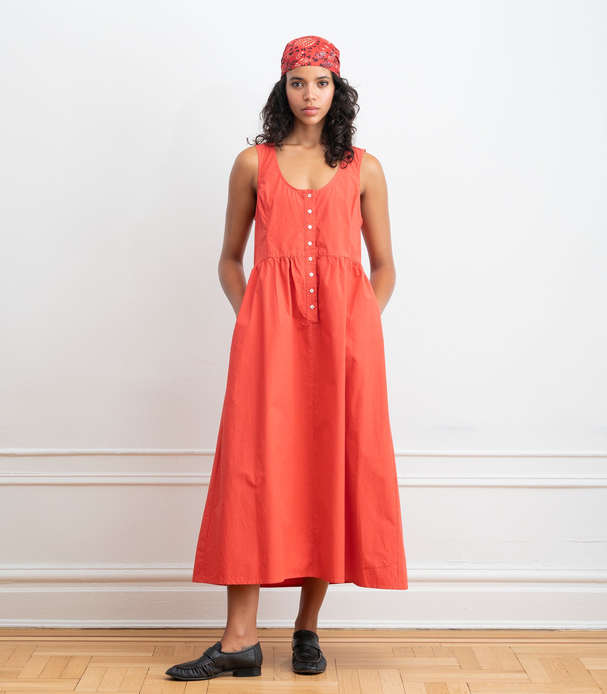 Sierra Button Up Midi Dress - Strawberry