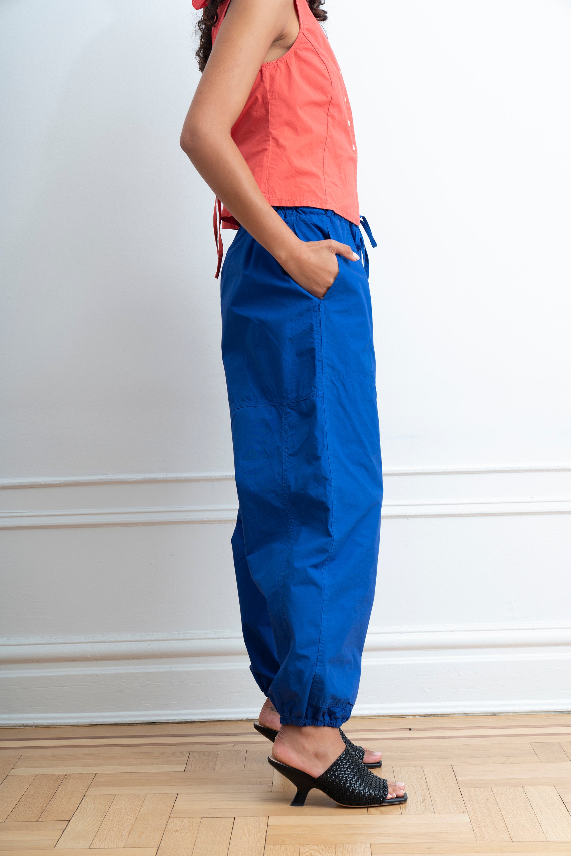 Nara Parachute Leg Drawstring Pants - Blueberry