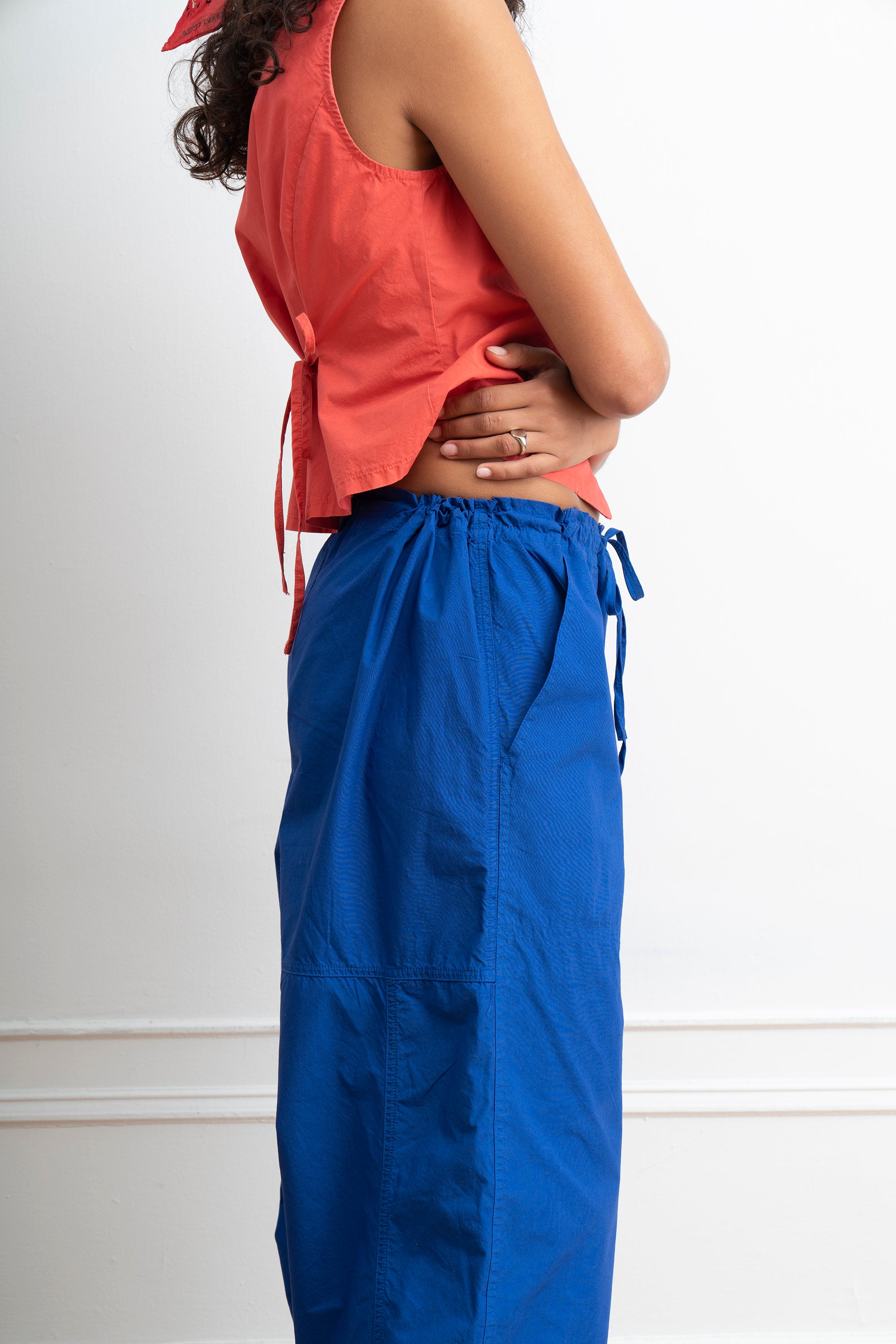 Nara Parachute Leg Drawstring Pants - Blueberry
