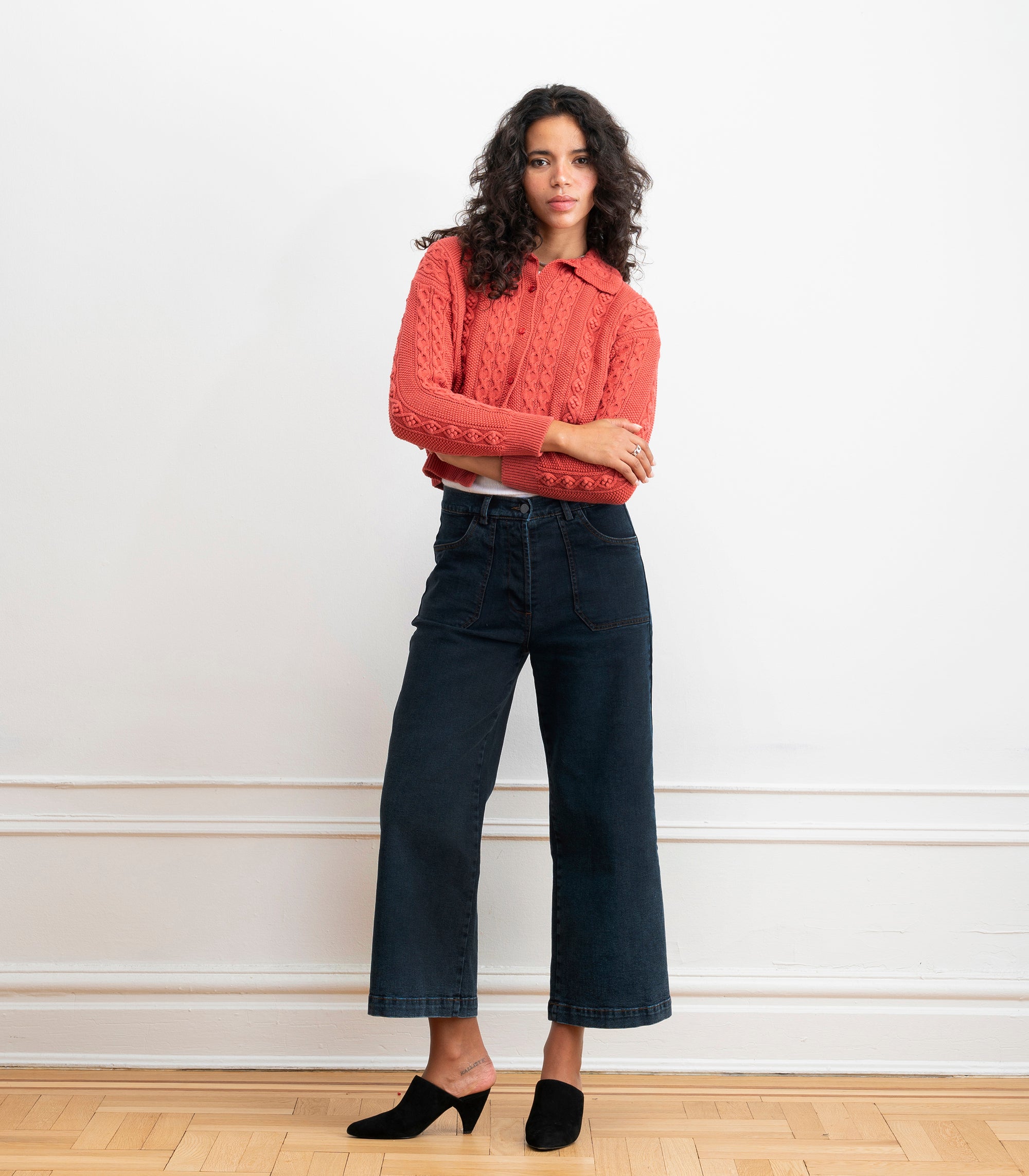 Simone Wide Crop Jeans - New York Dark