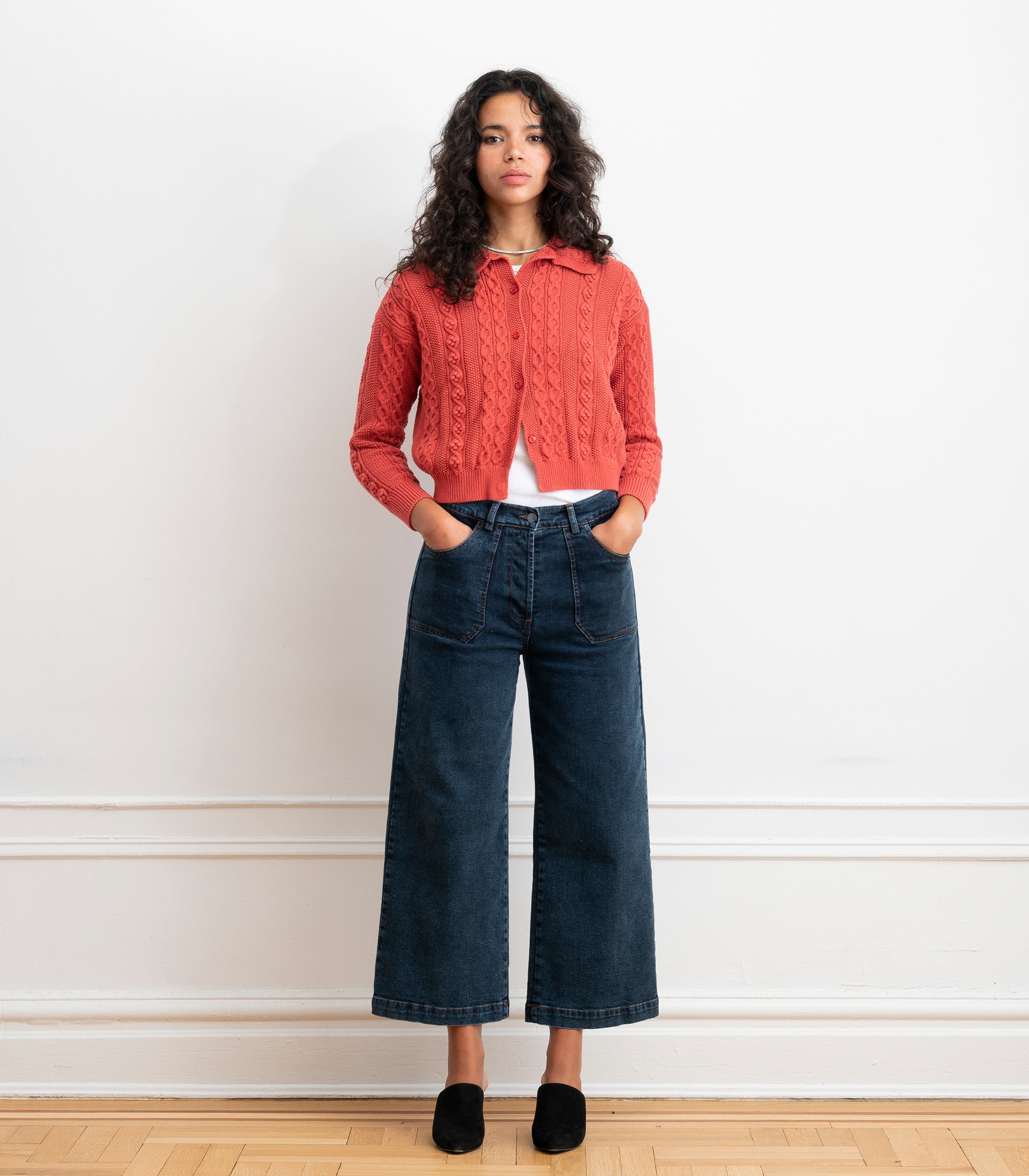 Simone Wide Crop Jeans - New York Dark