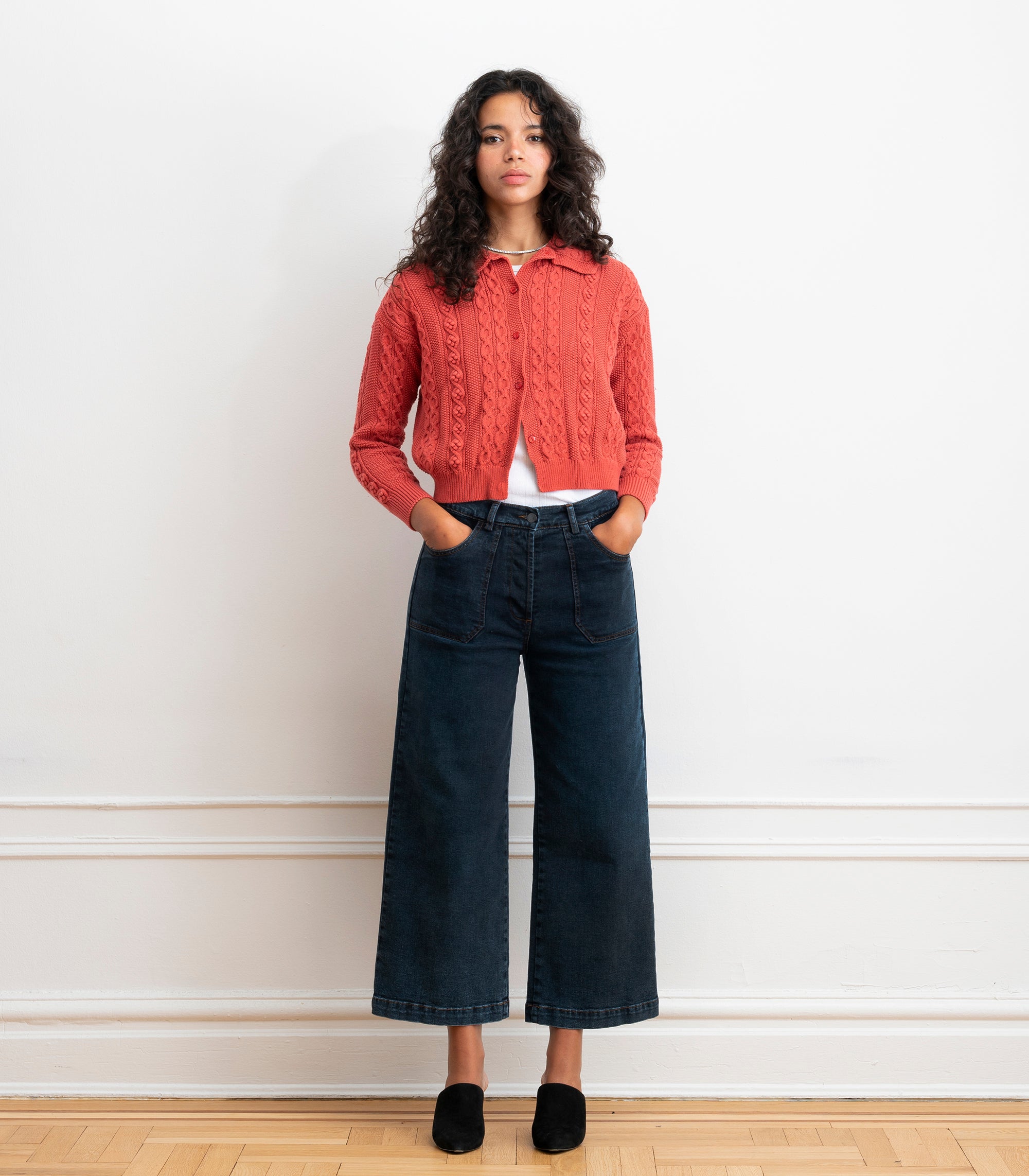 Simone Wide Crop Jeans - New York Dark