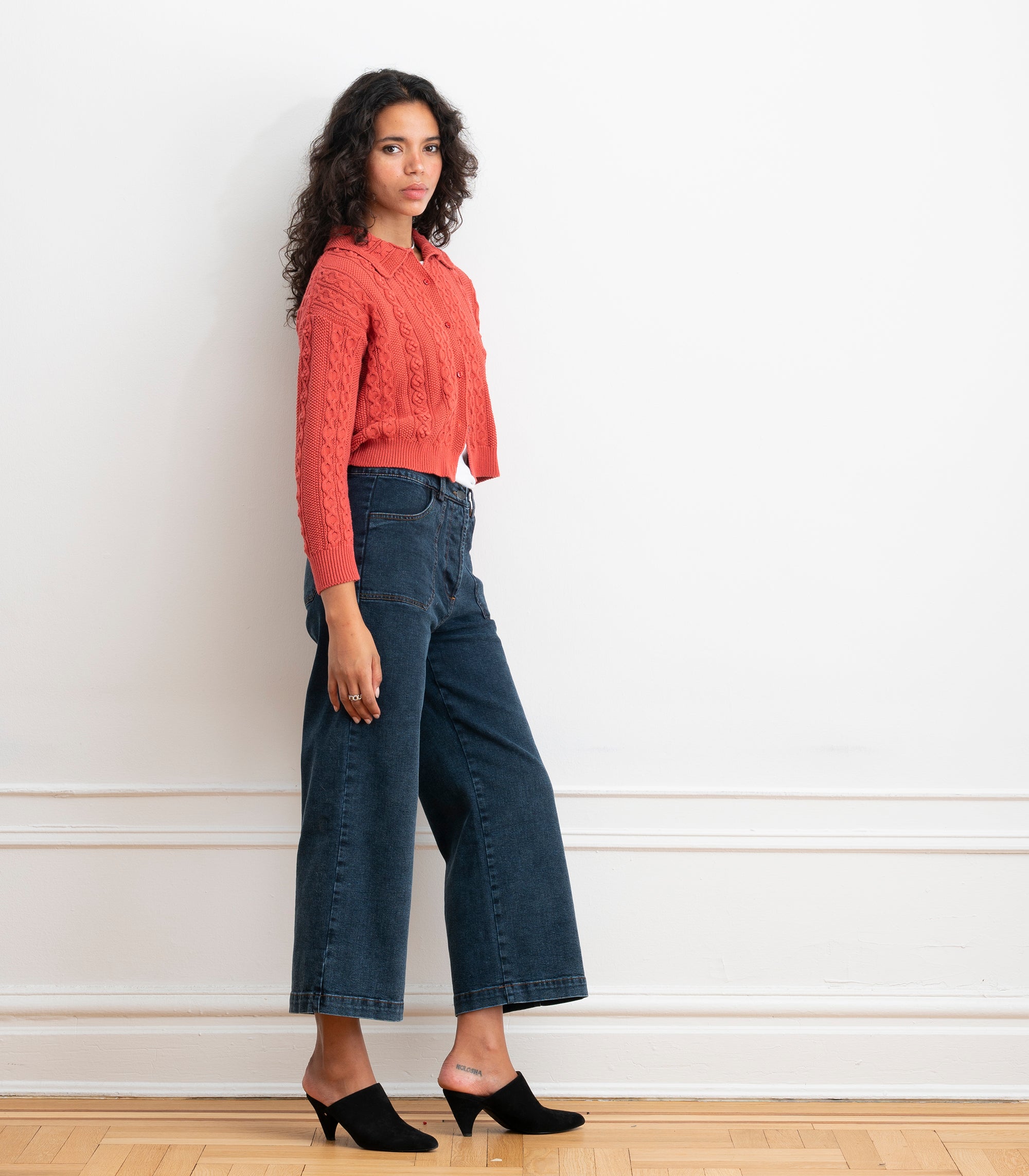 Simone Wide Crop Jeans - New York Dark