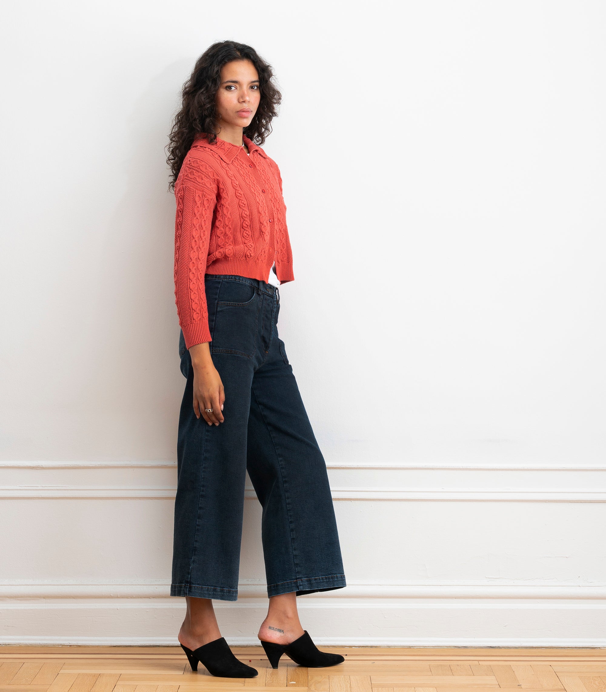 Simone Wide Crop Jeans - New York Dark