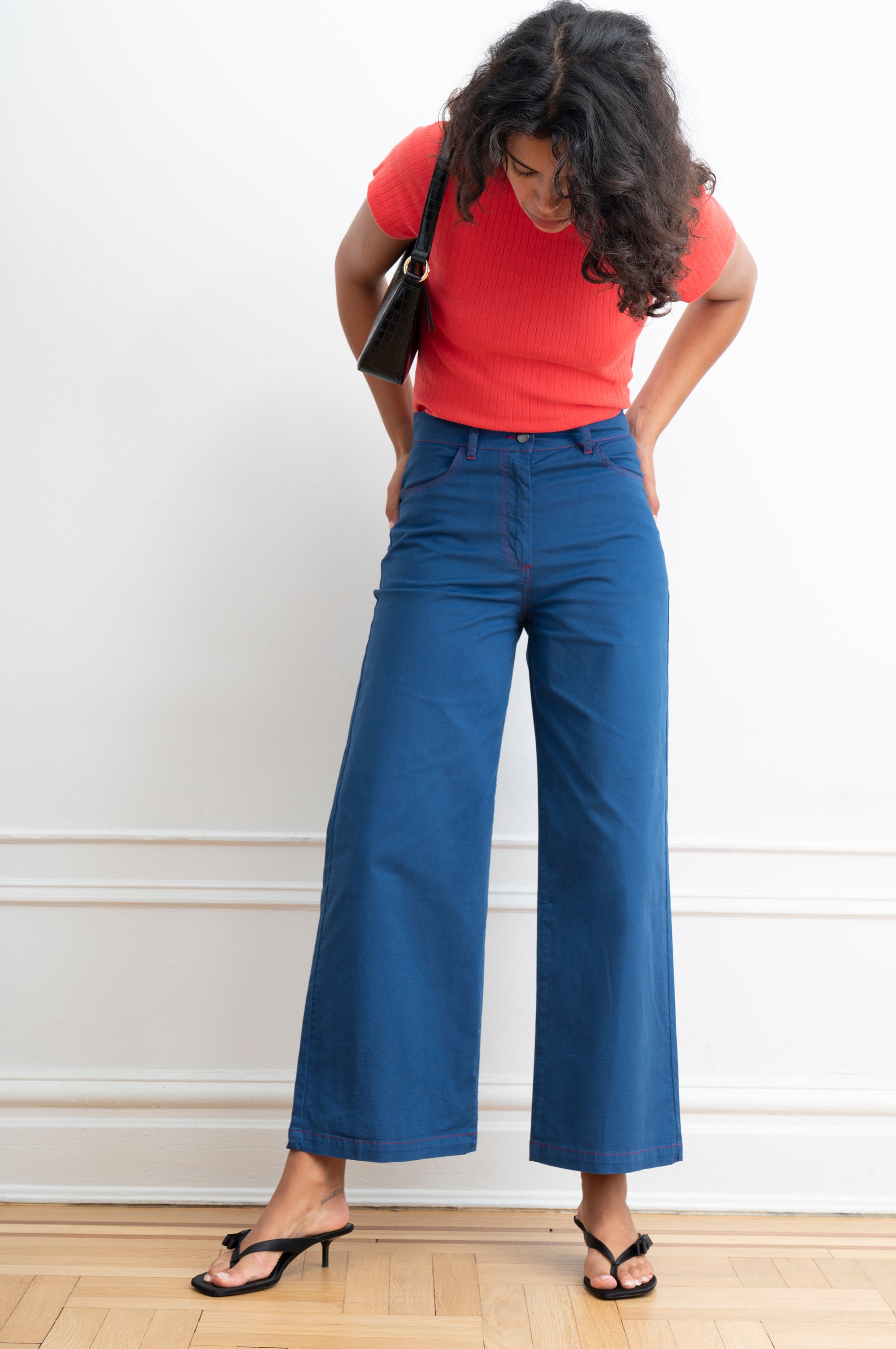 Toni Wide Ankle Pants - Blueberry