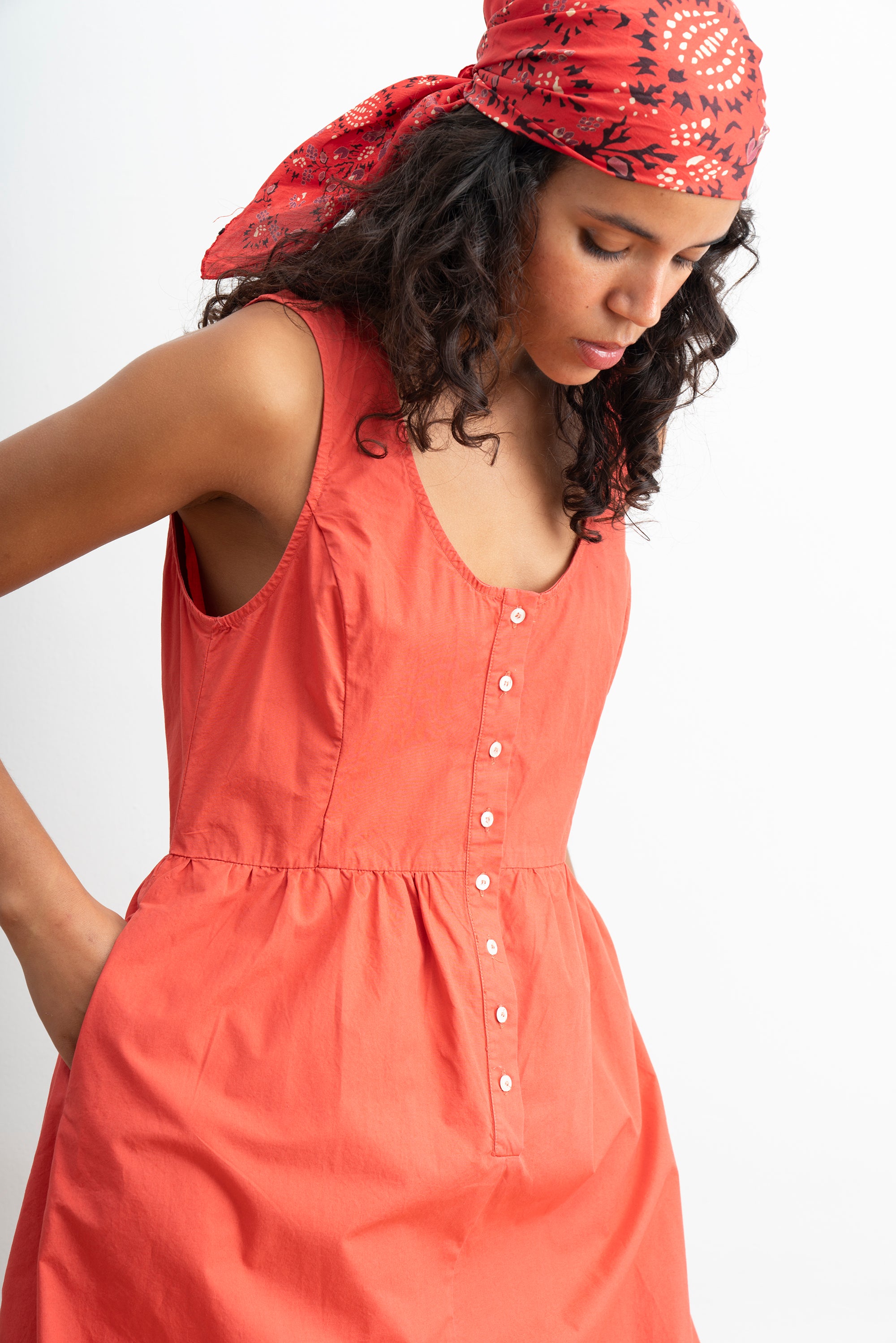 Sierra Button Up Midi Dress - Strawberry