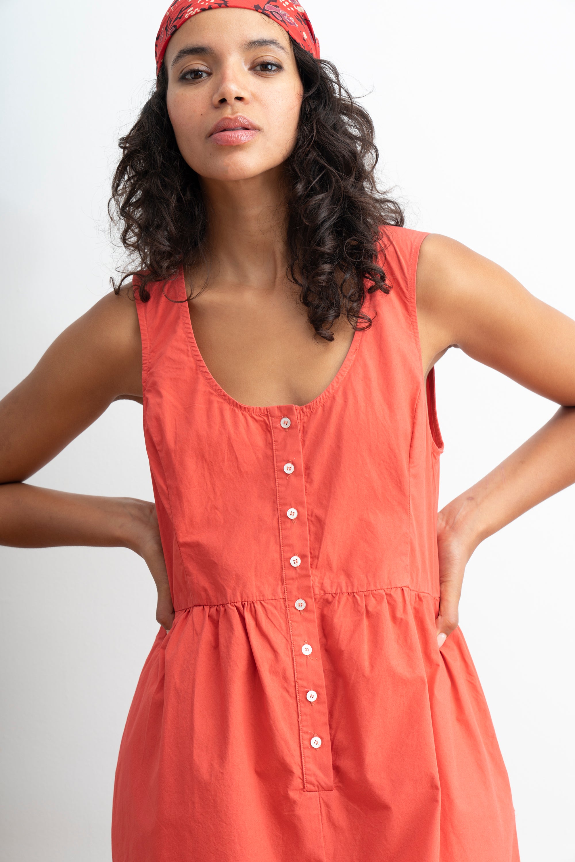 Sierra Button Up Midi Dress - Strawberry