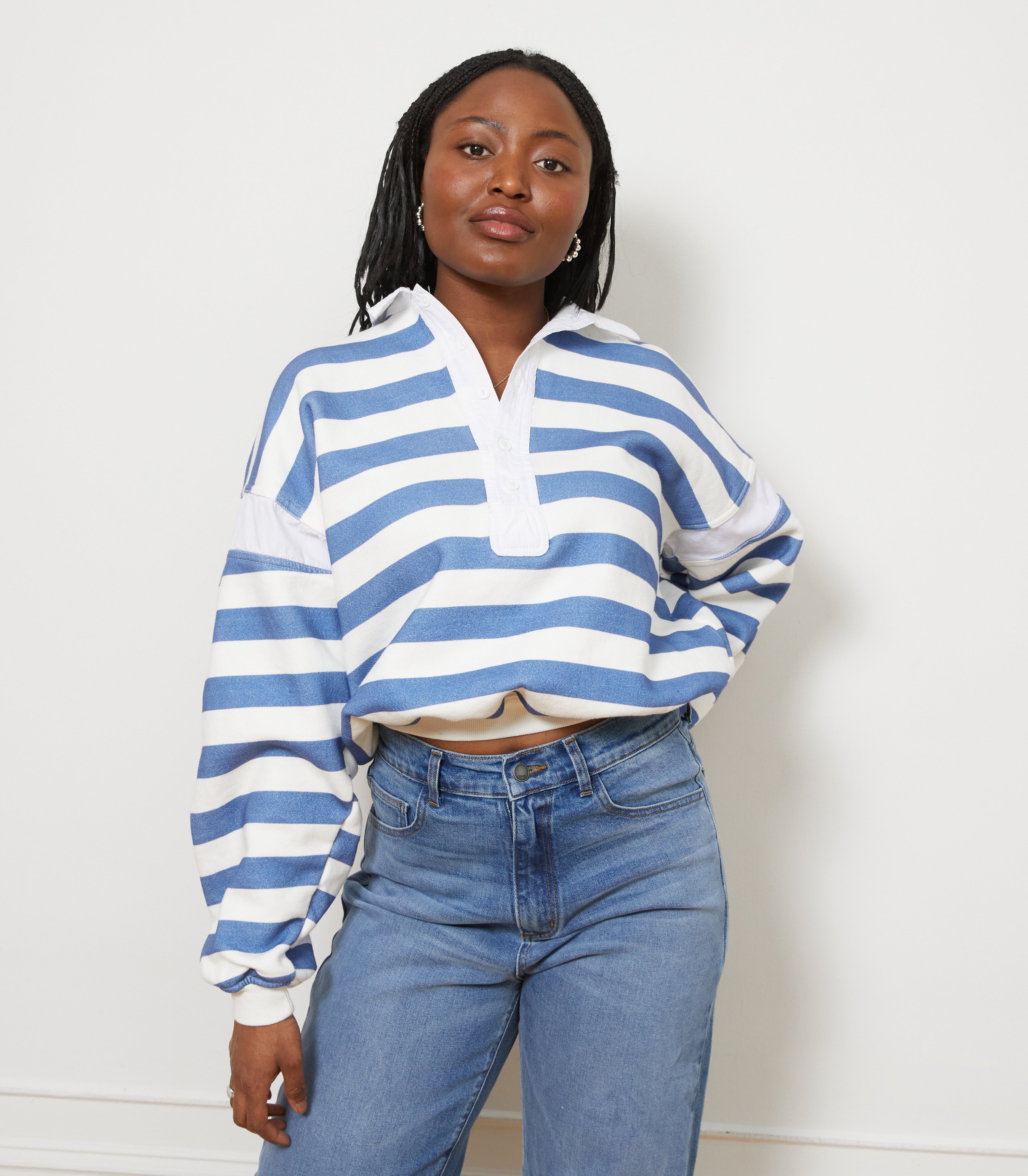 Camilla Collared Sweatshirt - Royal Stripe