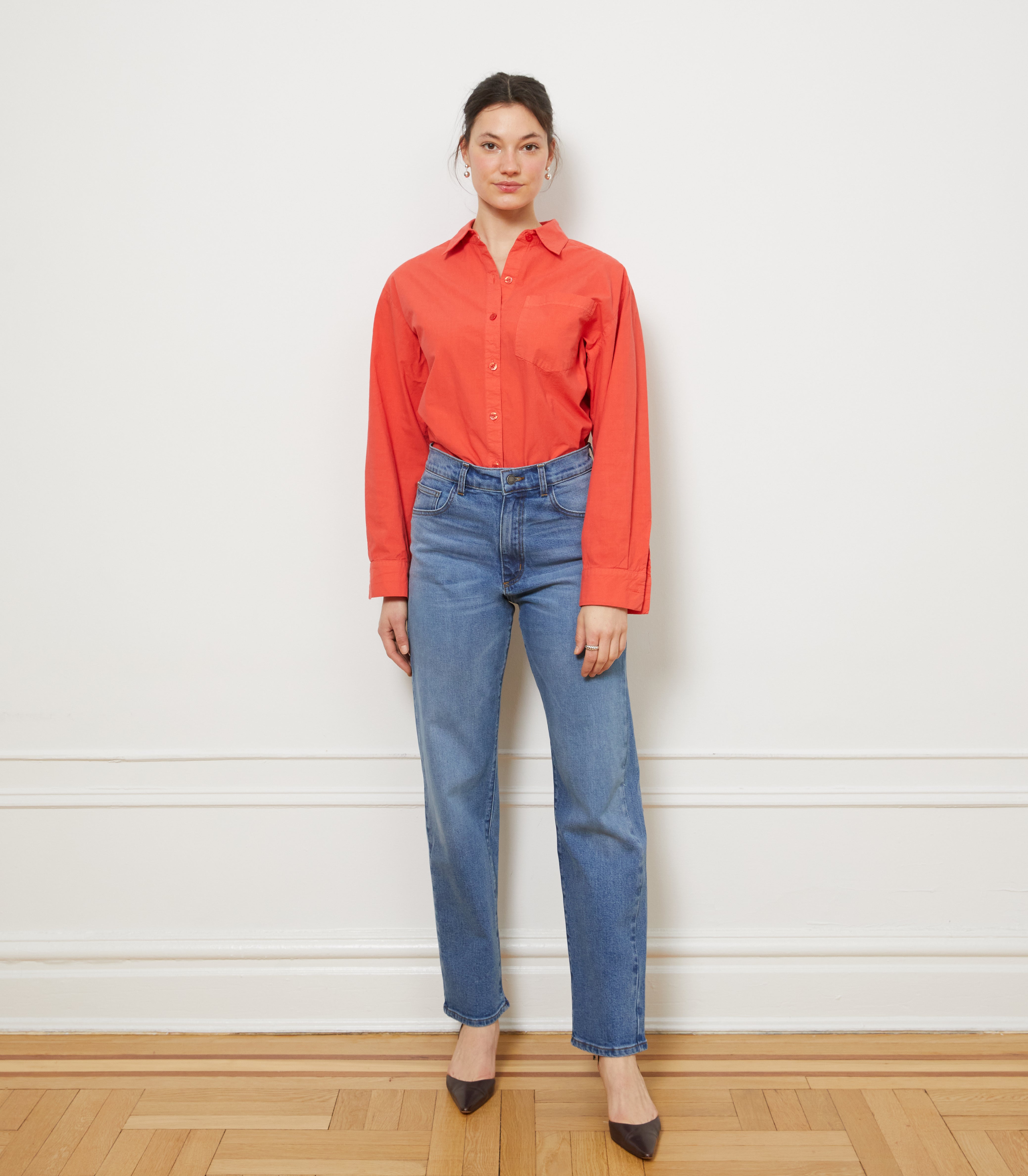 Diana Relaxed Button Up Shirt - Vermilion