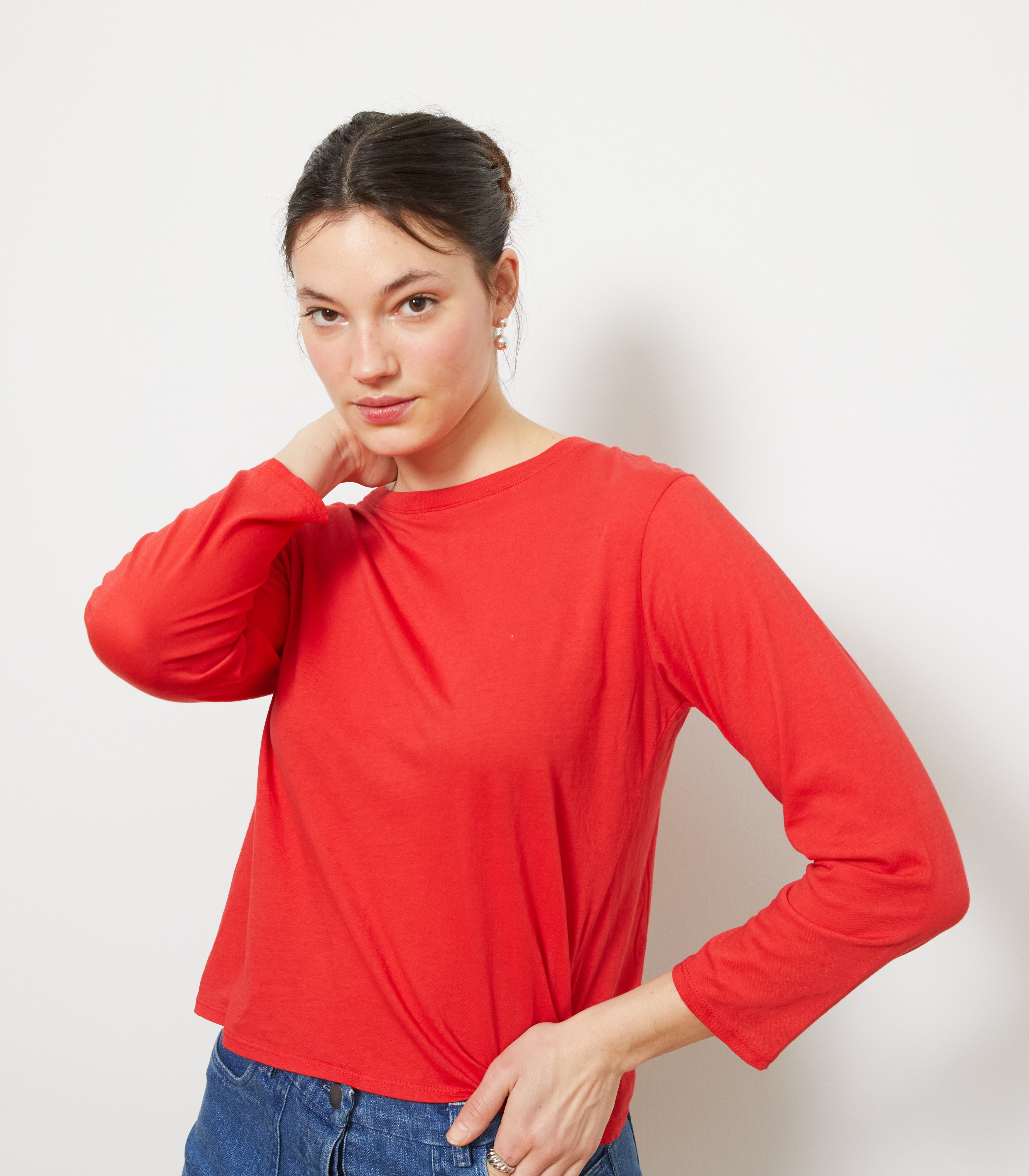 Penny Washed Long Sleeve Tee - Vermilion