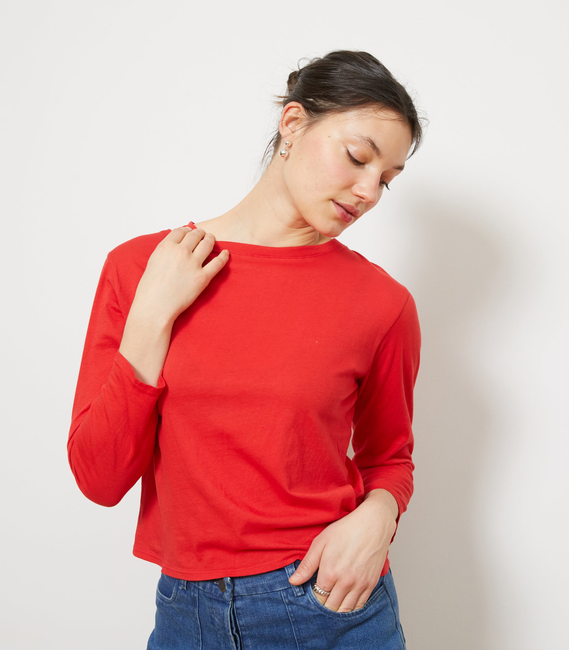 Penny Washed Long Sleeve Tee Vermilion