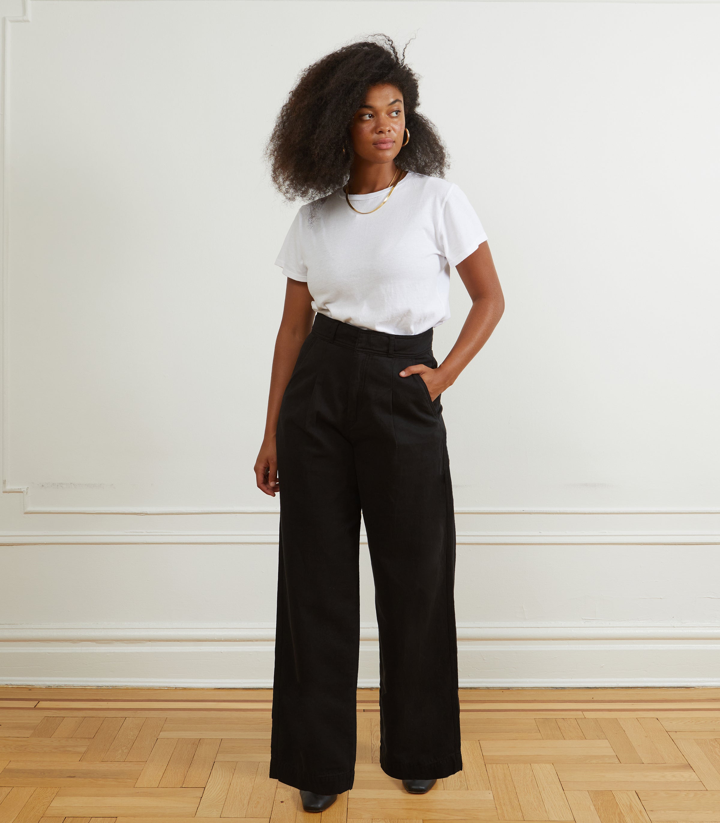 Jack Pleated Wide-Leg Trousers - Black