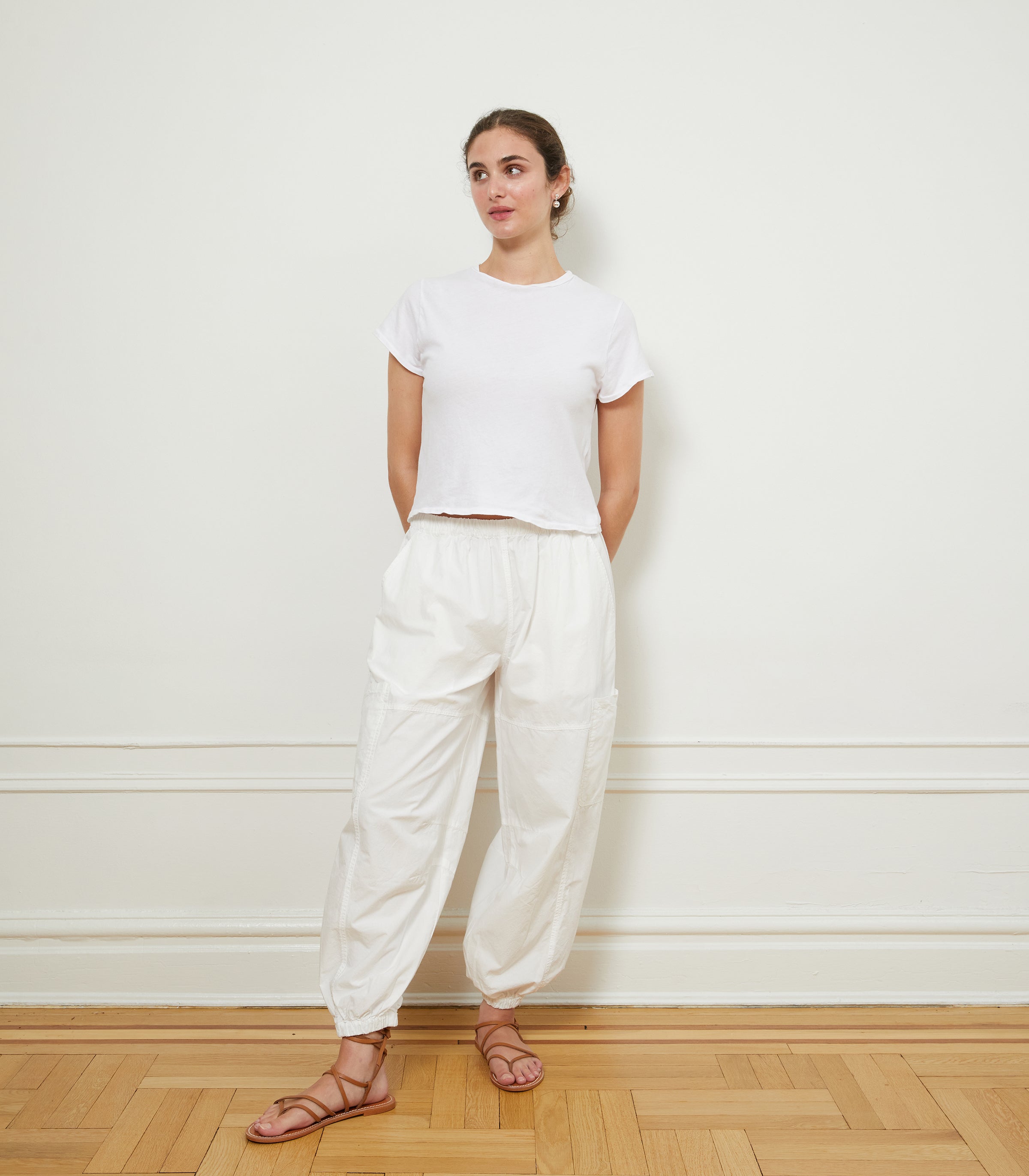 Emily Barrel Leg Cargo Pants - White | LOUP