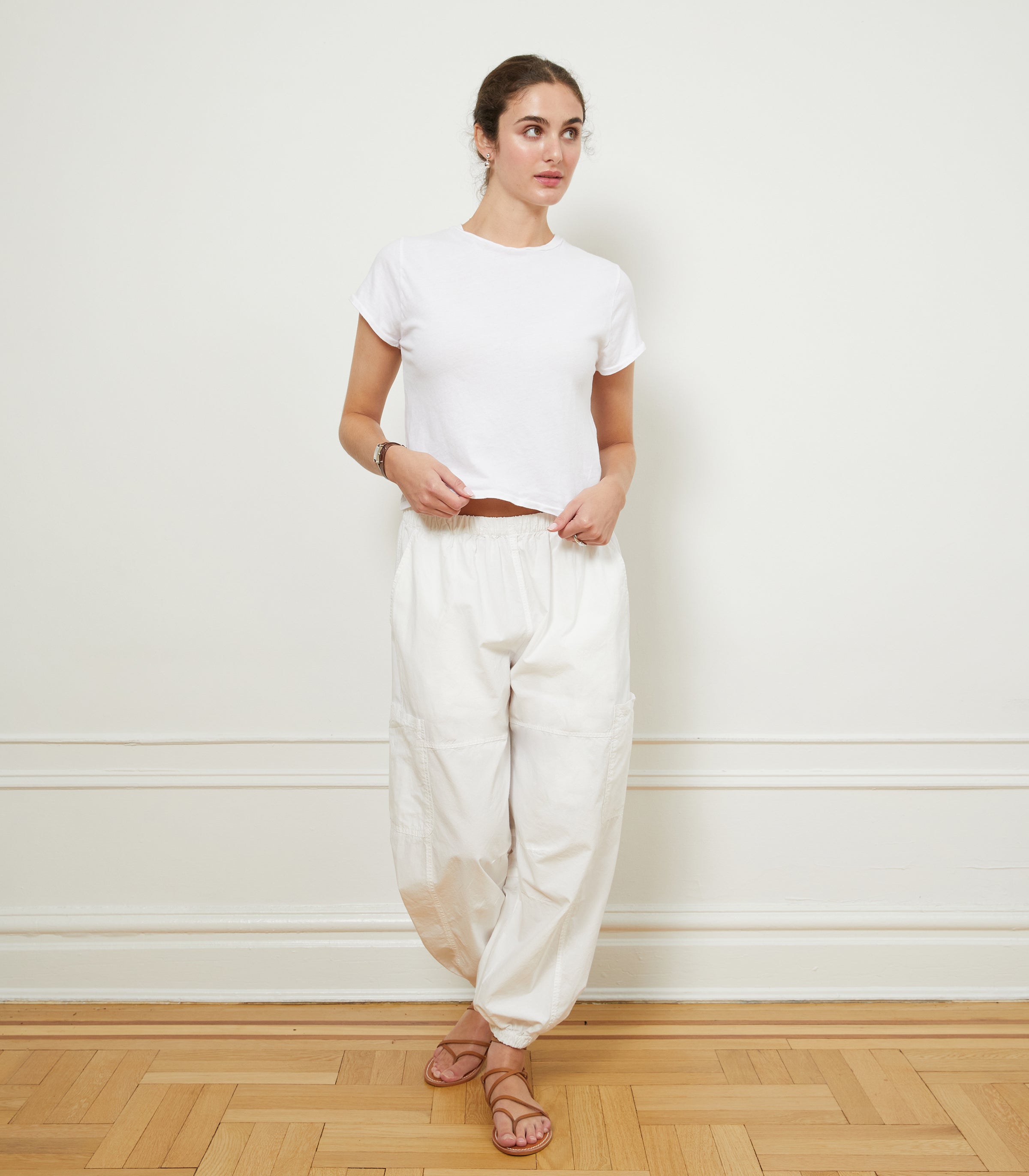 Emily Barrel Leg Cargo Pants - White | LOUP