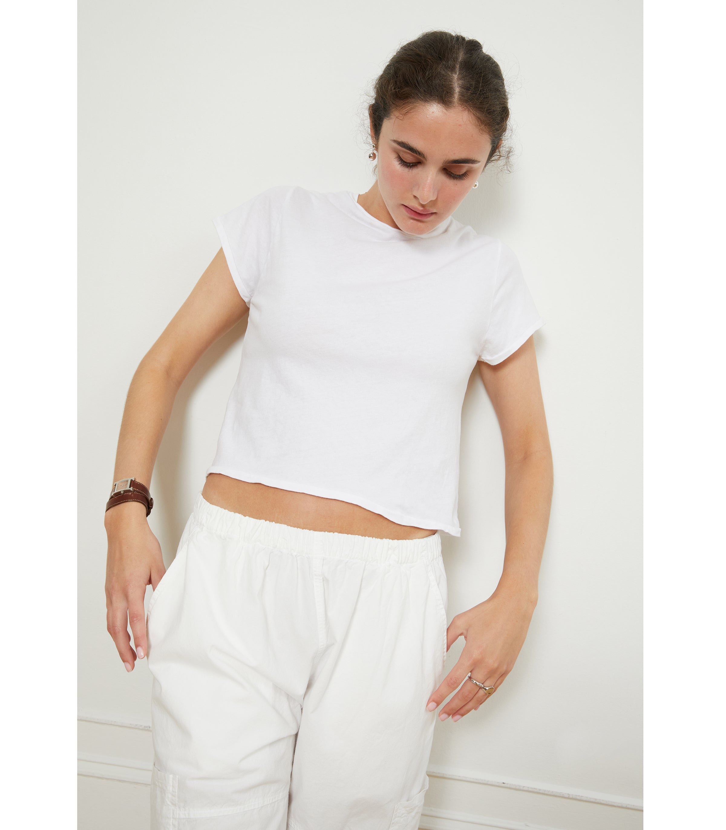 Emily Barrel Leg Cargo Pants - White | LOUP